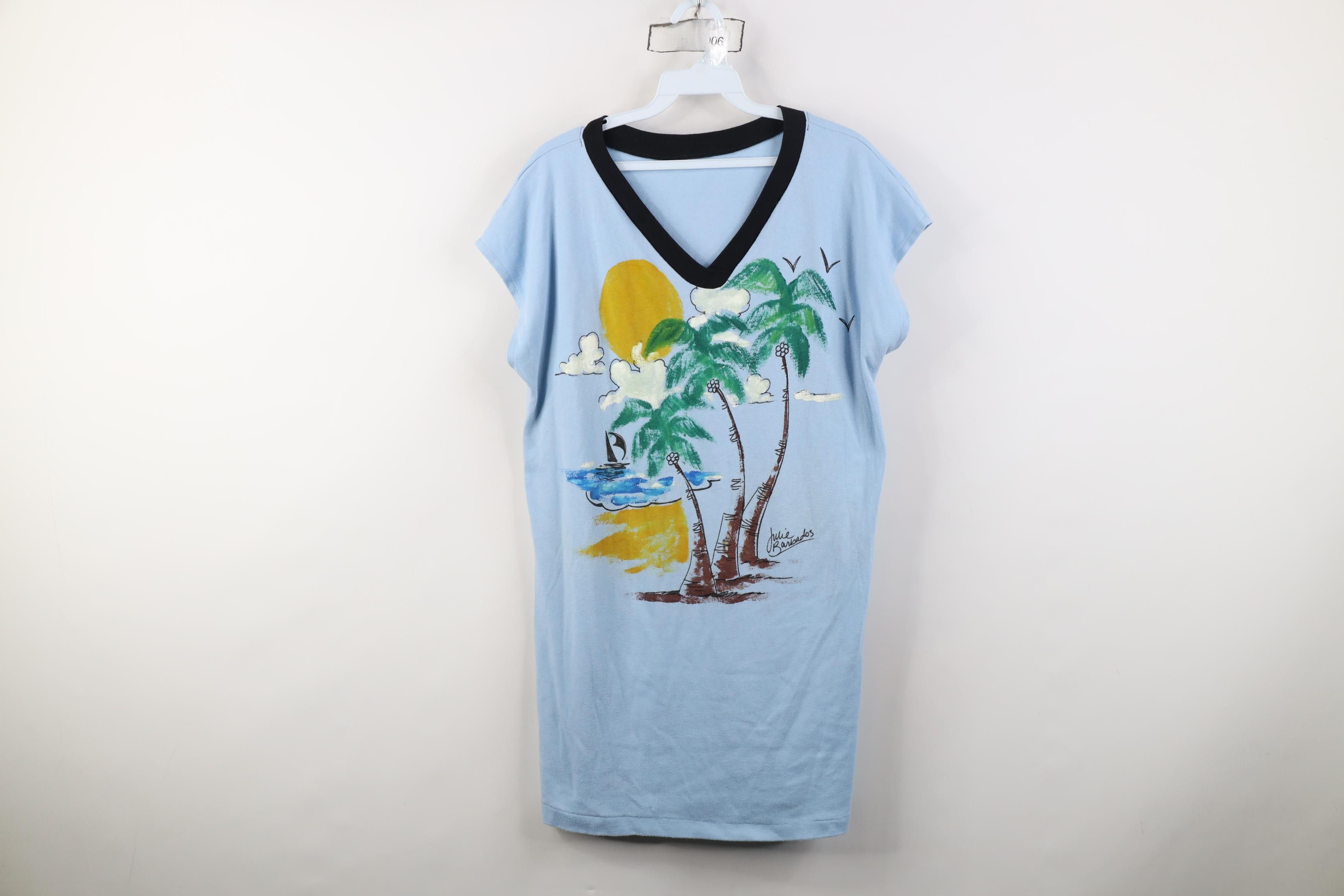 Vintage Vintage 70s 80s Streetwear Barbados Island Beach T-Shirt Size ONE SIZE - 1 Thumbnail