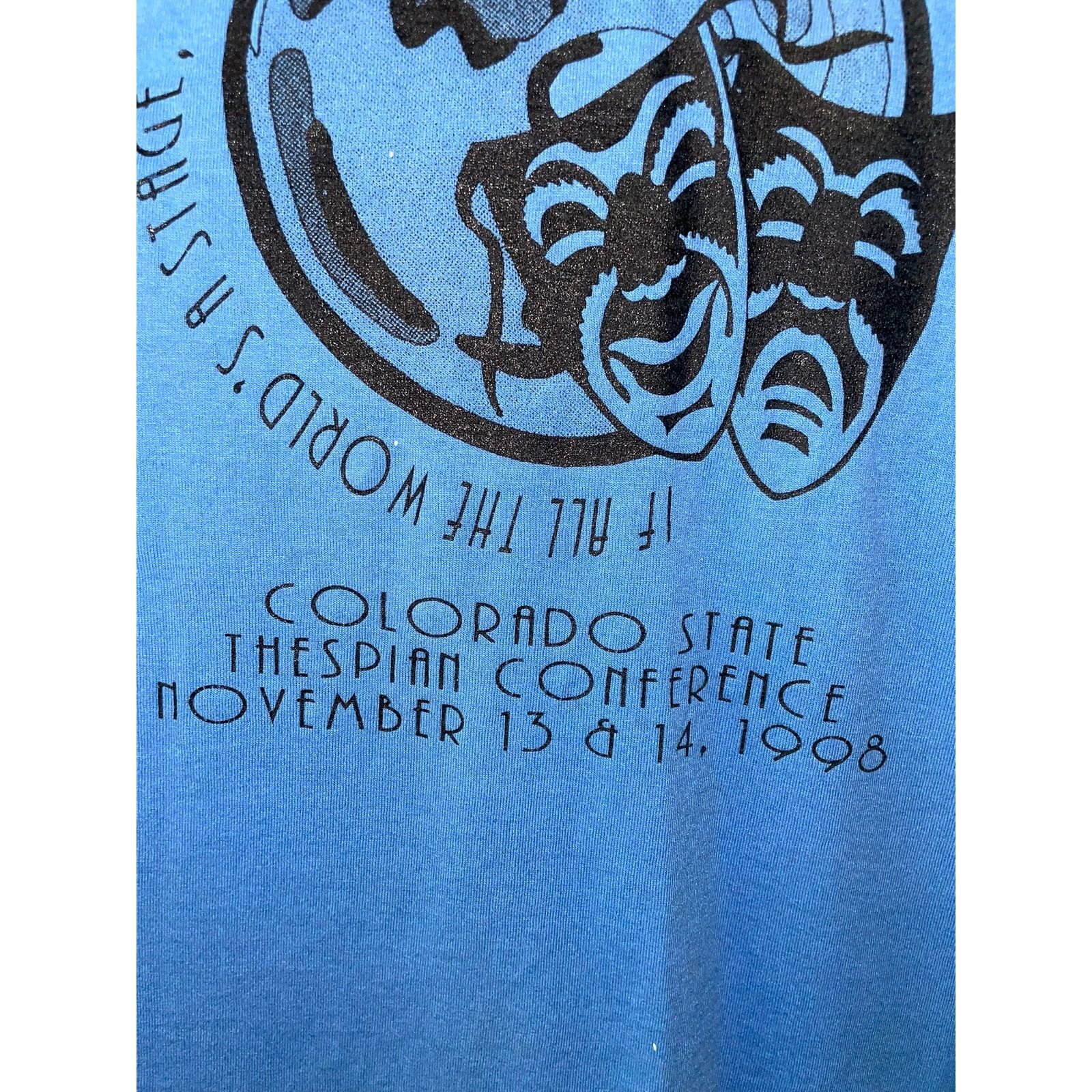 Fruit Of The Loom Vintage Thespian Shirt Rule World Art Tee Mask 1998 90s XL Size US XL / EU 56 / 4 - 4 Thumbnail