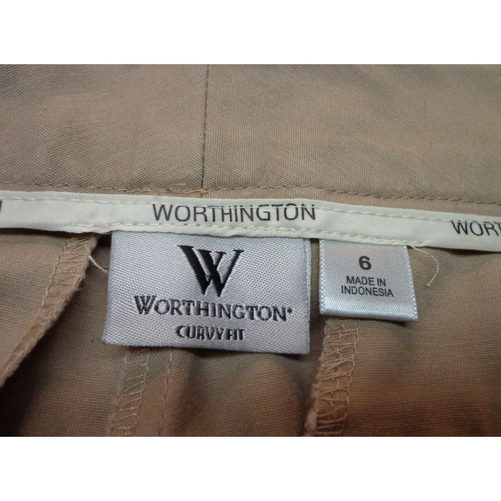 Worthington Worthington Pants Khaki Curvy Fit Women’s Size 6 Size 28" / US 6 / IT 42 - 3 Thumbnail