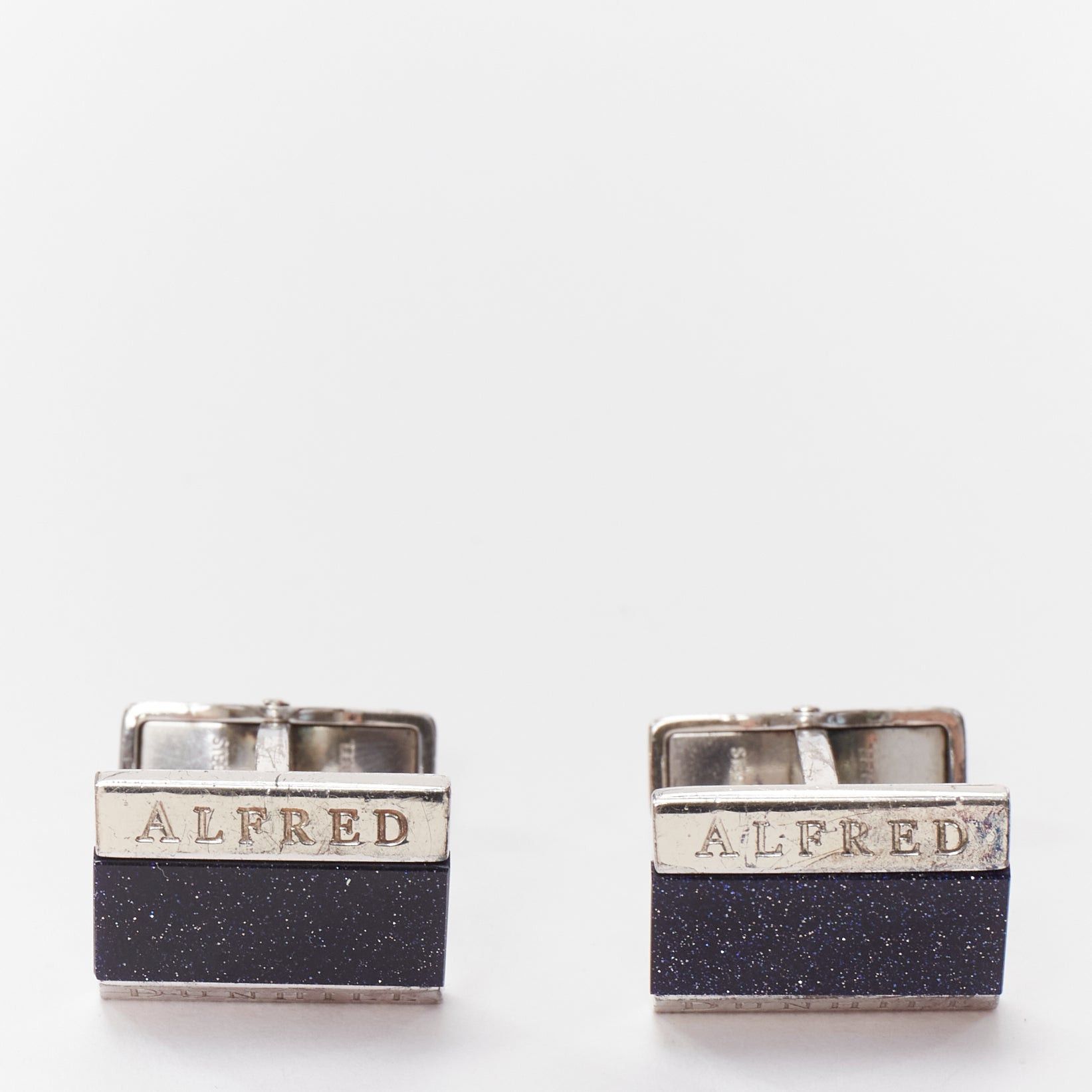 Alfred Dunhill ALFRED DUNHILL 925 steel blue glitter surface split logo cufflinks Size ONE SIZE - 1 Thumbnail