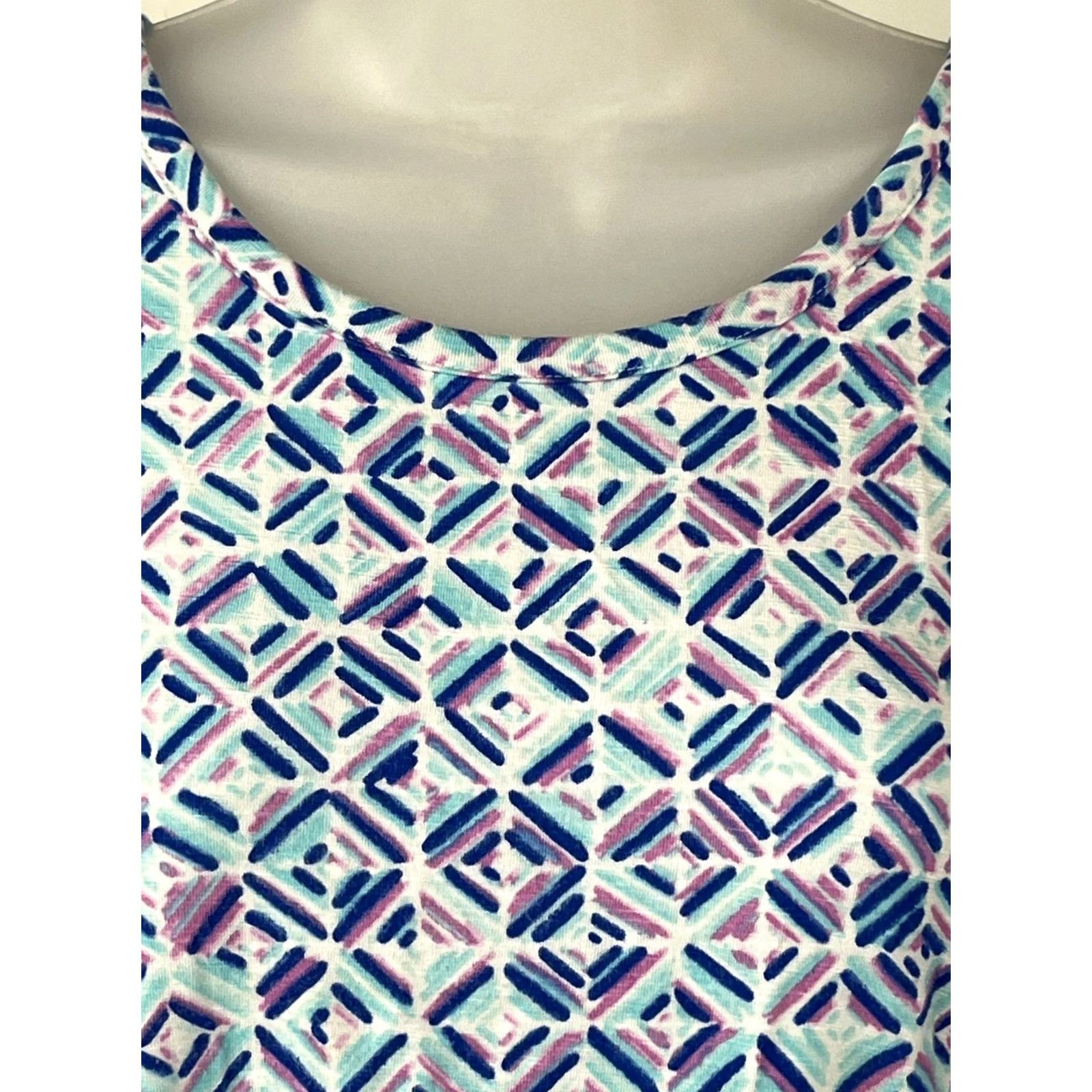 Talbots T by Talbots Top Womens S Multicolor Geometric Print Short Sleeve Stretch Shirt Size S / US 4 / IT 40 - 3 Thumbnail
