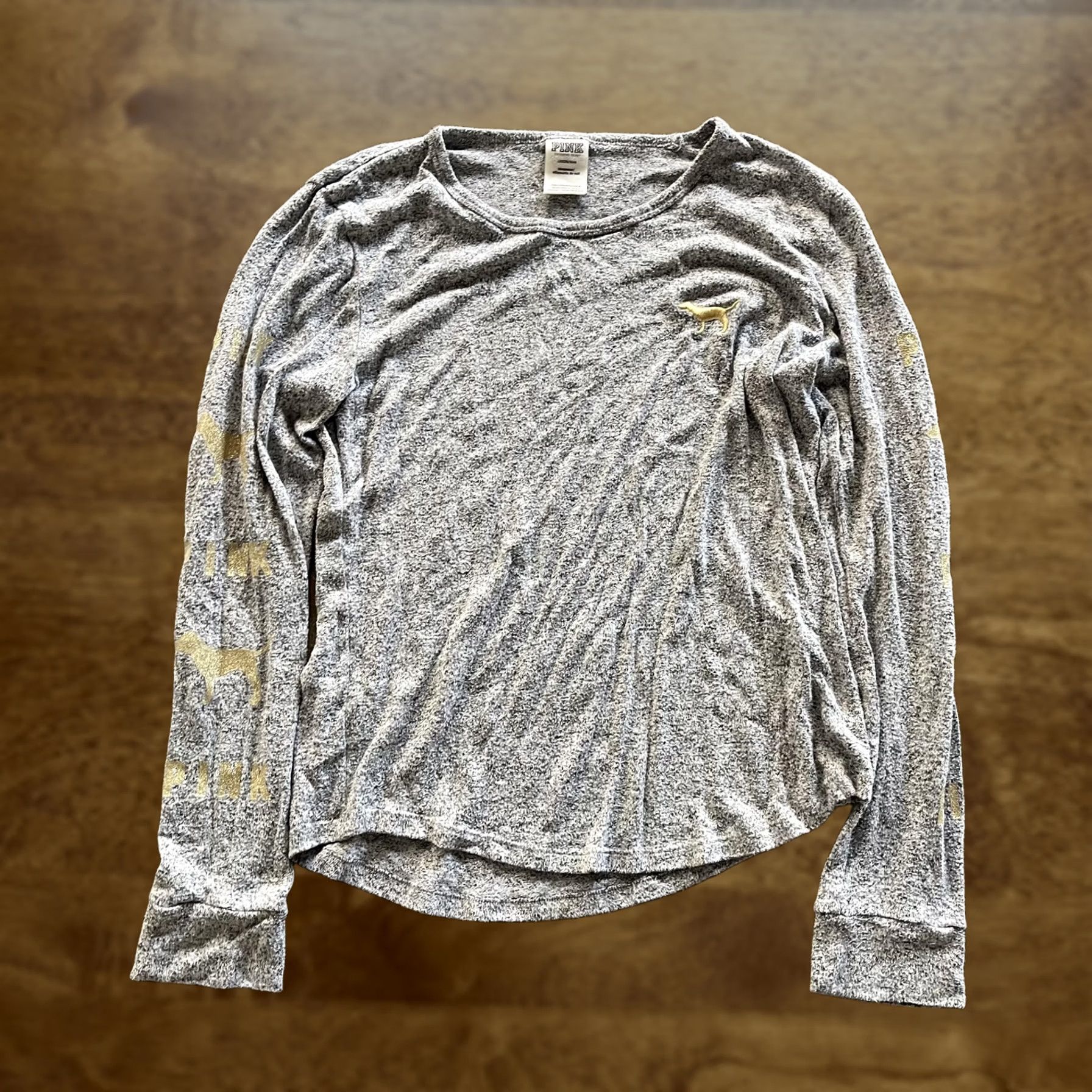 Victoria's Secret PINK Victoria's Secret Shirt Womens Large Gray Long Sleeve Sleepwear Dog Logo Size L / US 10 / IT 46 - 1 Thumbnail