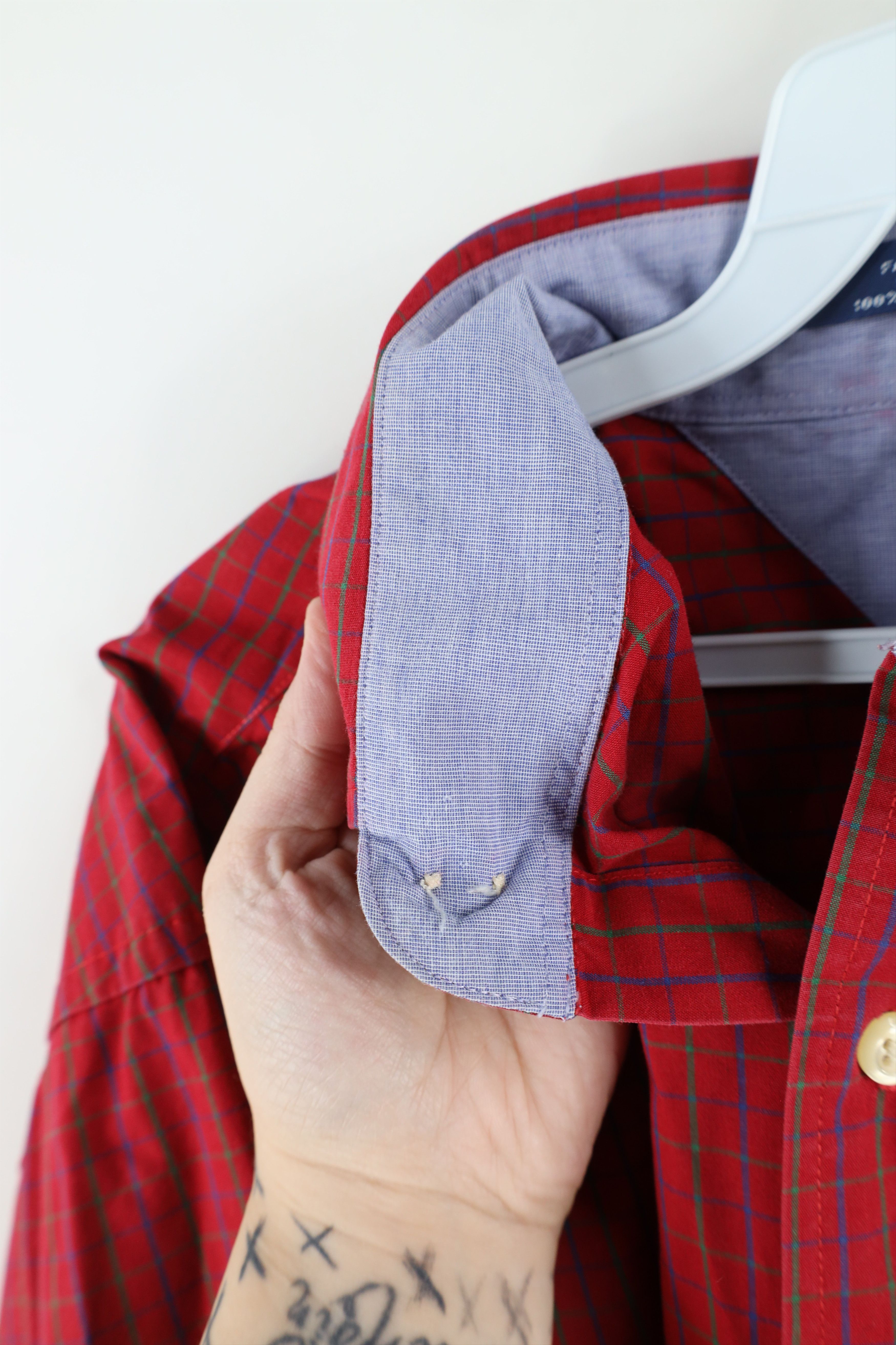 Tommy Hilfiger × Vintage Vintage 90s Tommy Hilfiger Collared Button Down Shirt Plaid Size US L / EU 52-54 / 3 - 7 Thumbnail