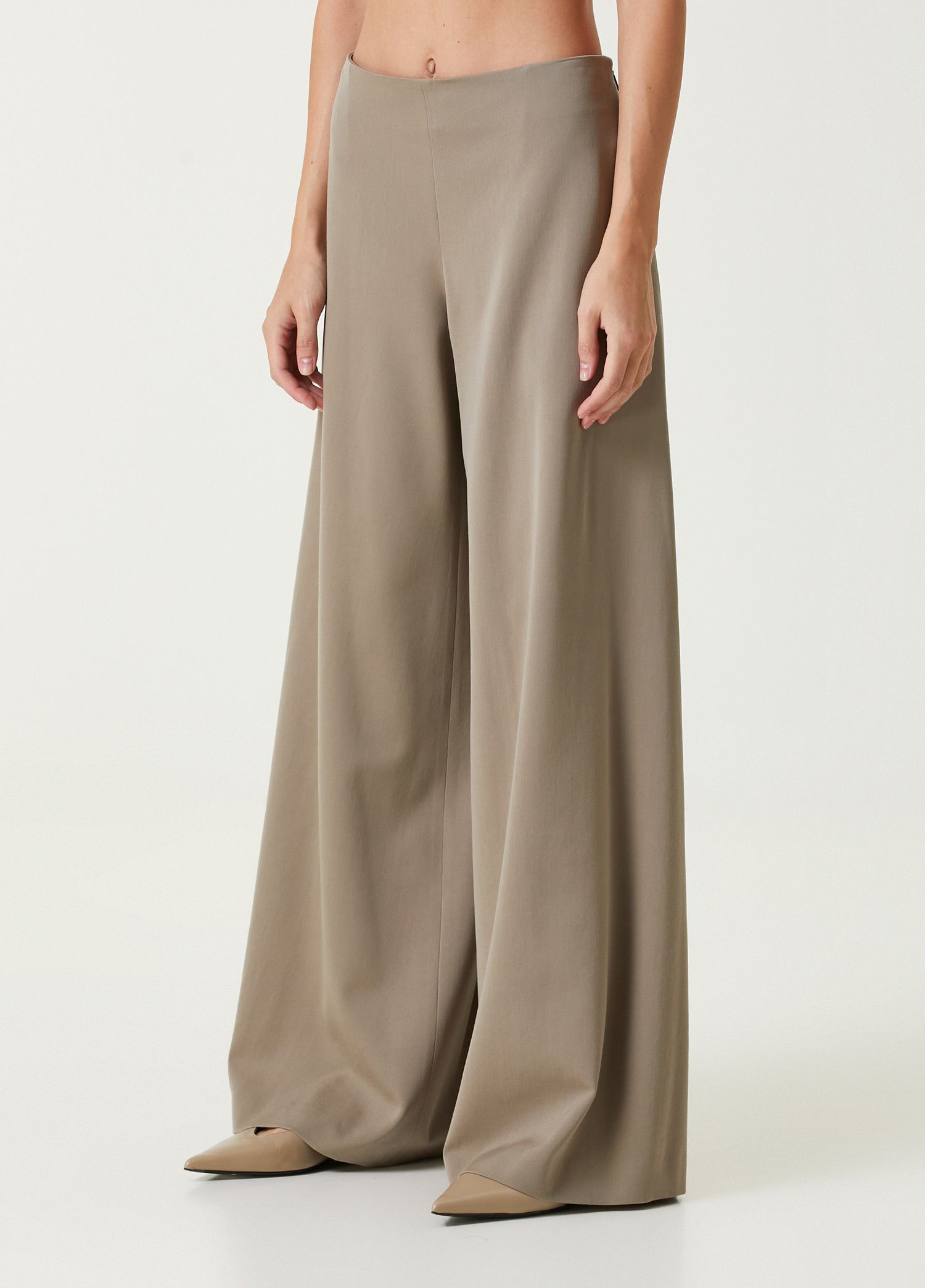 The Row THE ROW Dela taupe gray wide leg wool pants Size 4 US Size 27" / US 4 / IT 40 - 3 Thumbnail