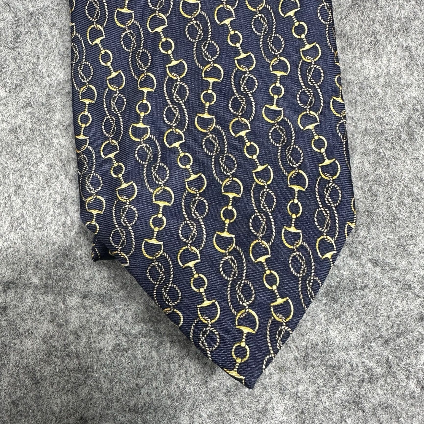 Jockey VINTAGE Beaufort Brand Mens Tie Horsebit Silk Equestrian Italy Geometric Retro 57" Blue Size ONE SIZE - 3 Thumbnail