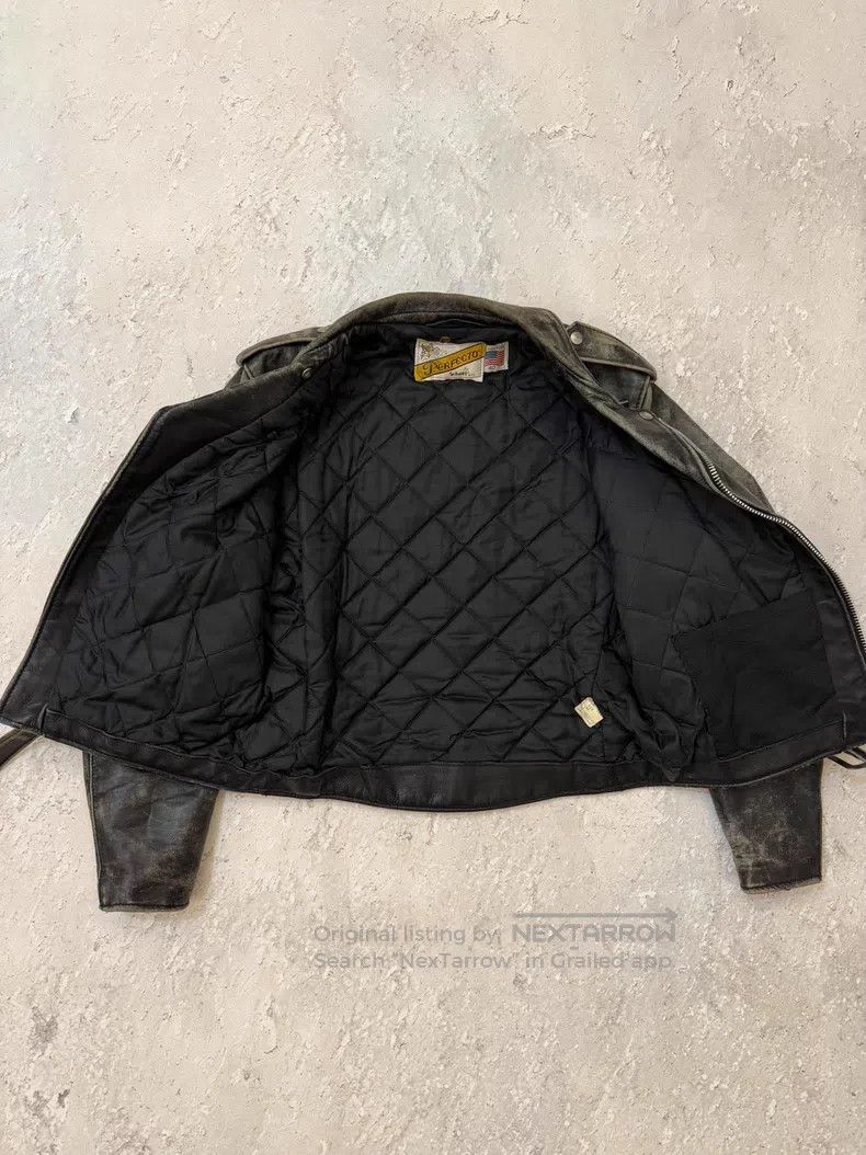 Schott Schott Vintage cable-stayed motorcycle leather jacket Size US L / EU 52-54 / 3 - 8 Thumbnail