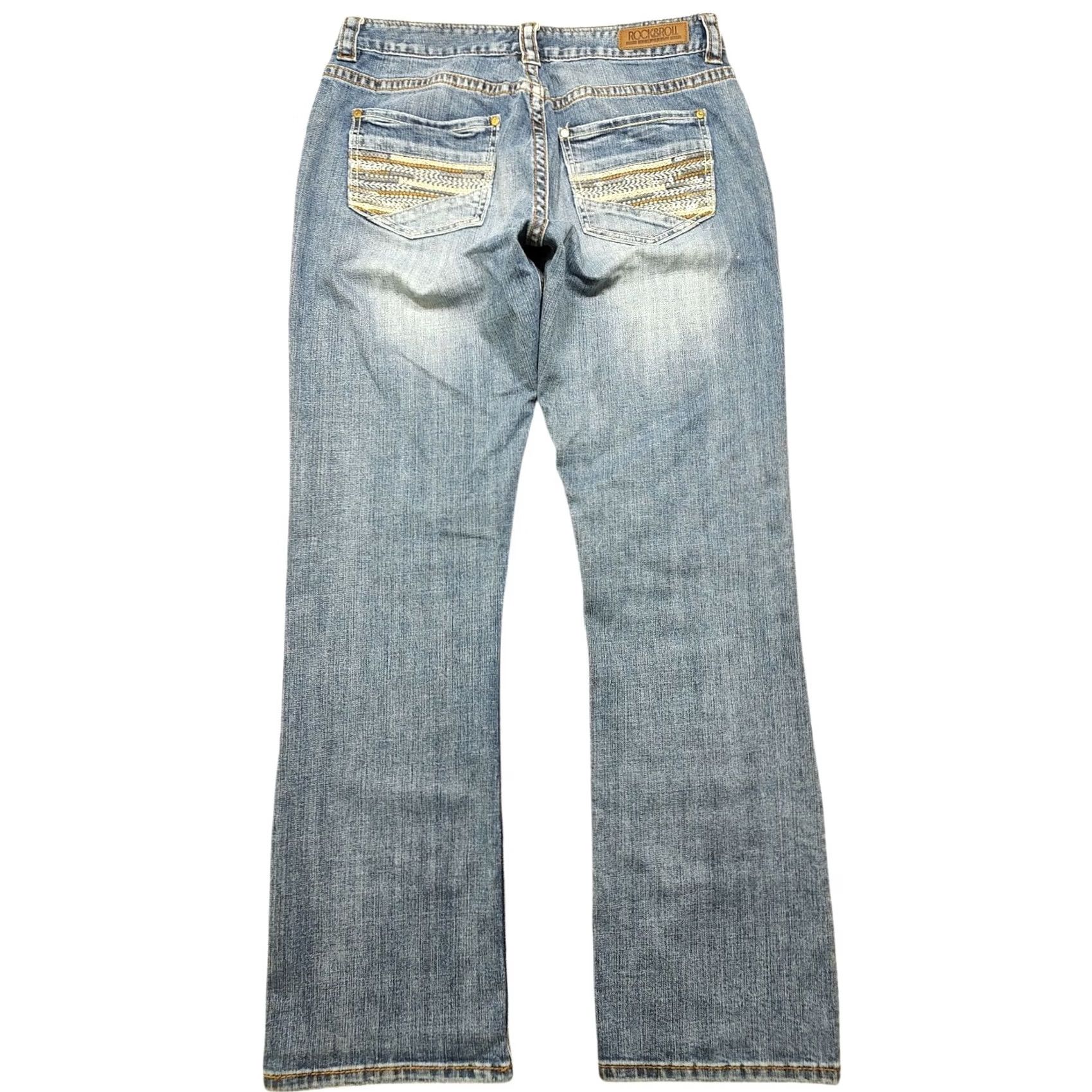 Denime Rock & Roll Cowgirl Blue Denim Boyfriend Jeans Womens Size 30 33 Inseam Western Classic Rock Cowboy Southwestern Size 30" / US 8 / IT 44 - 2 Thumbnail
