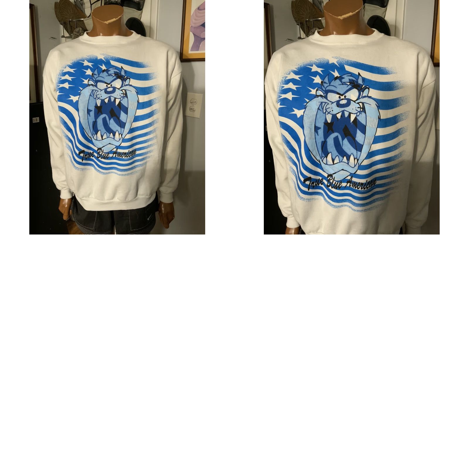 Tultex VINTAGE Tultex Looney Tunes Taz Tasmanian Devil True Blue Crewneck Sweatshirt XL Men White 90s Pullover I? Size US XL / EU 56 / 4 - 8 Thumbnail