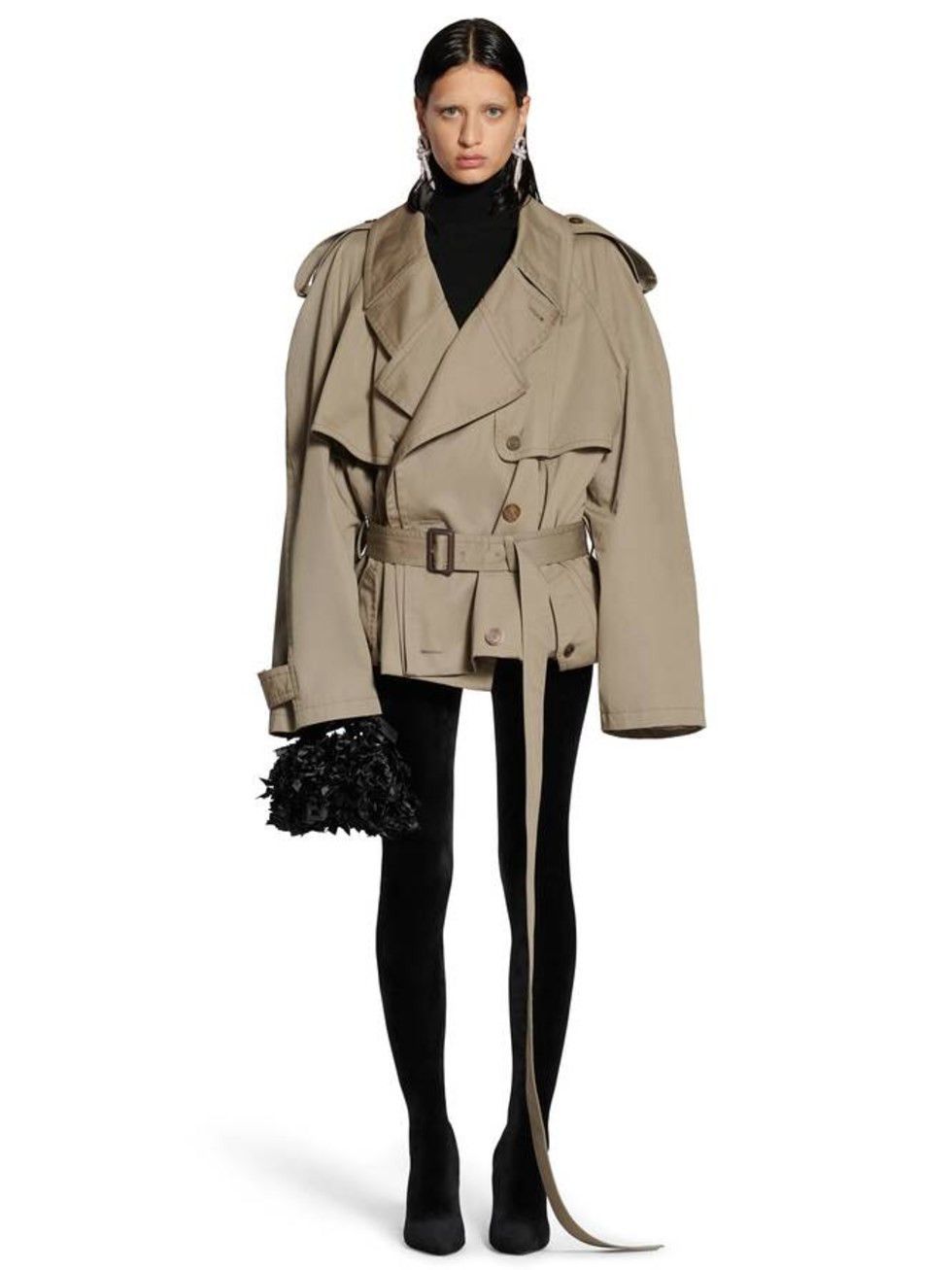 Balenciaga oc11z0825 Folded Trench Coat in Beige Size XL / US 12-14 / IT 48-50 - 1 Thumbnail
