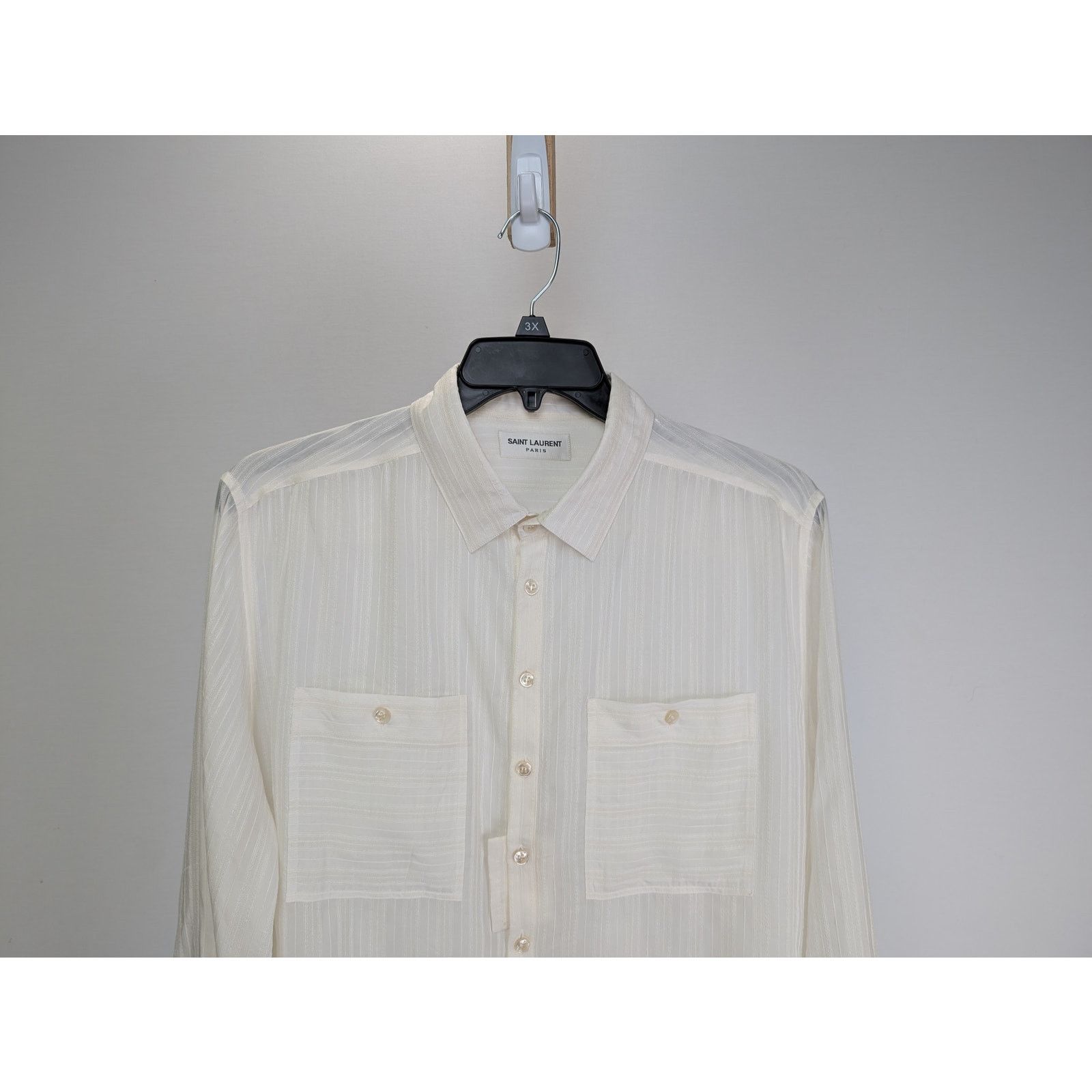 Saint Laurent Paris o1rshd1 Chemise Tunique Patte Polo Cup 9601 Shirt in Ivory Size US XL / EU 56 / 4 - 2 Thumbnail