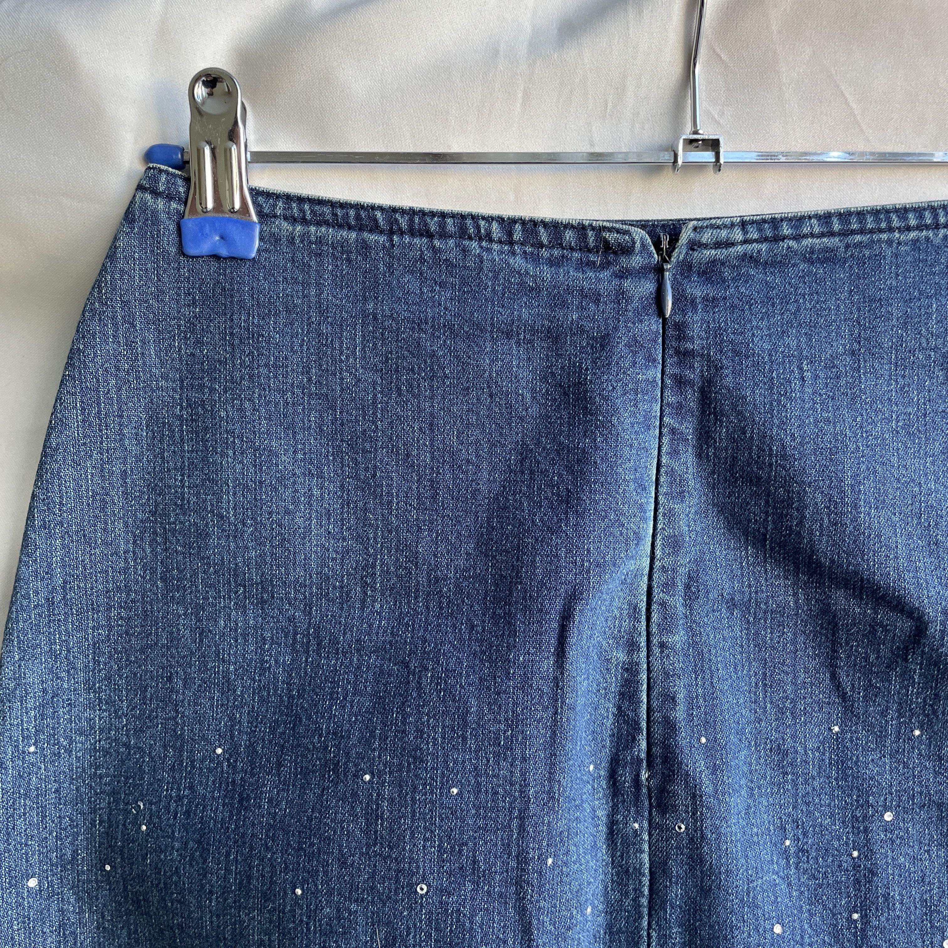 Fendi Fendi Vintage 00s Rhinestone Fringe Denim Midi Skirt Size 28 Size 28" / US 6 / IT 42 - 6 Thumbnail