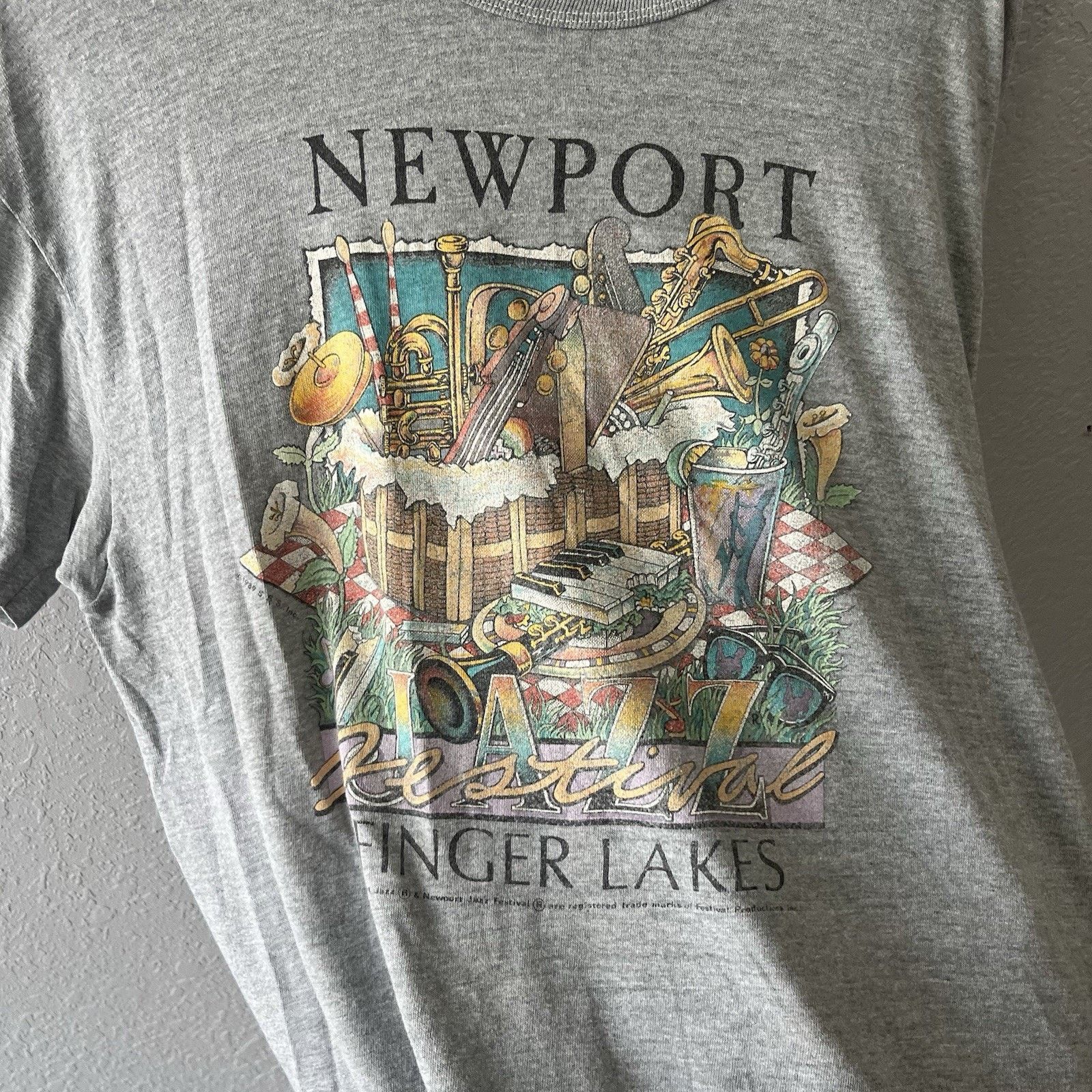 Hanes Vintage 80’s Newport Finger Lakes Jazz Tshirt Men’s XL Singl Size US XL / EU 56 / 4 - 3 Thumbnail