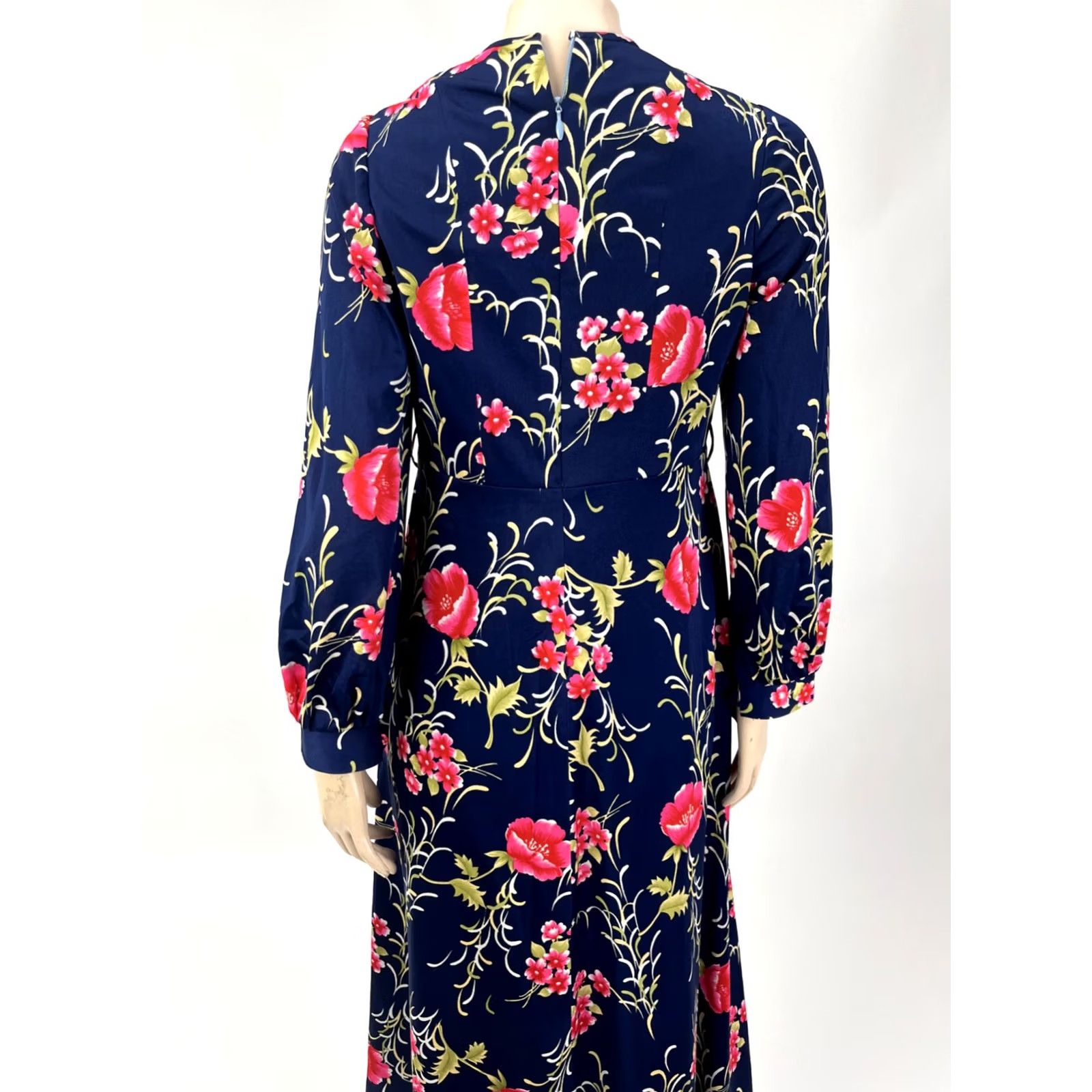 Vintage Vintage Unbranded Dress Women's 70's Party Floral Navy Long Sleeve J3-14 Size 4XL / US 24-26 - 5 Thumbnail