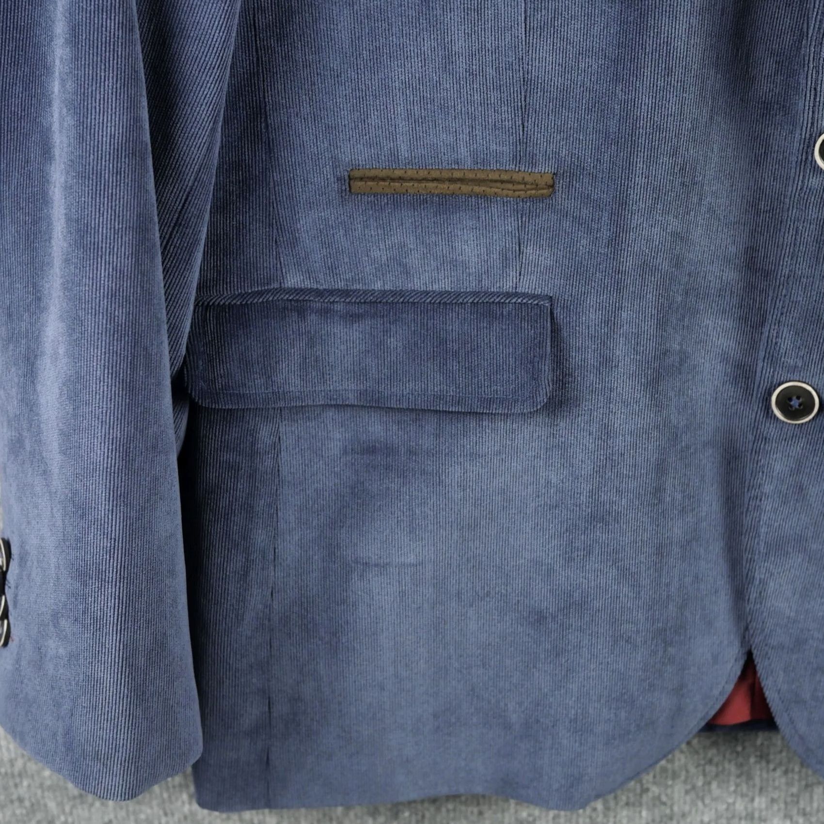 English Laundry English Laundry Blazer Mens 2X Blue Corduroy Suit Jacket Elbow Patches Size 48R - 4 Thumbnail