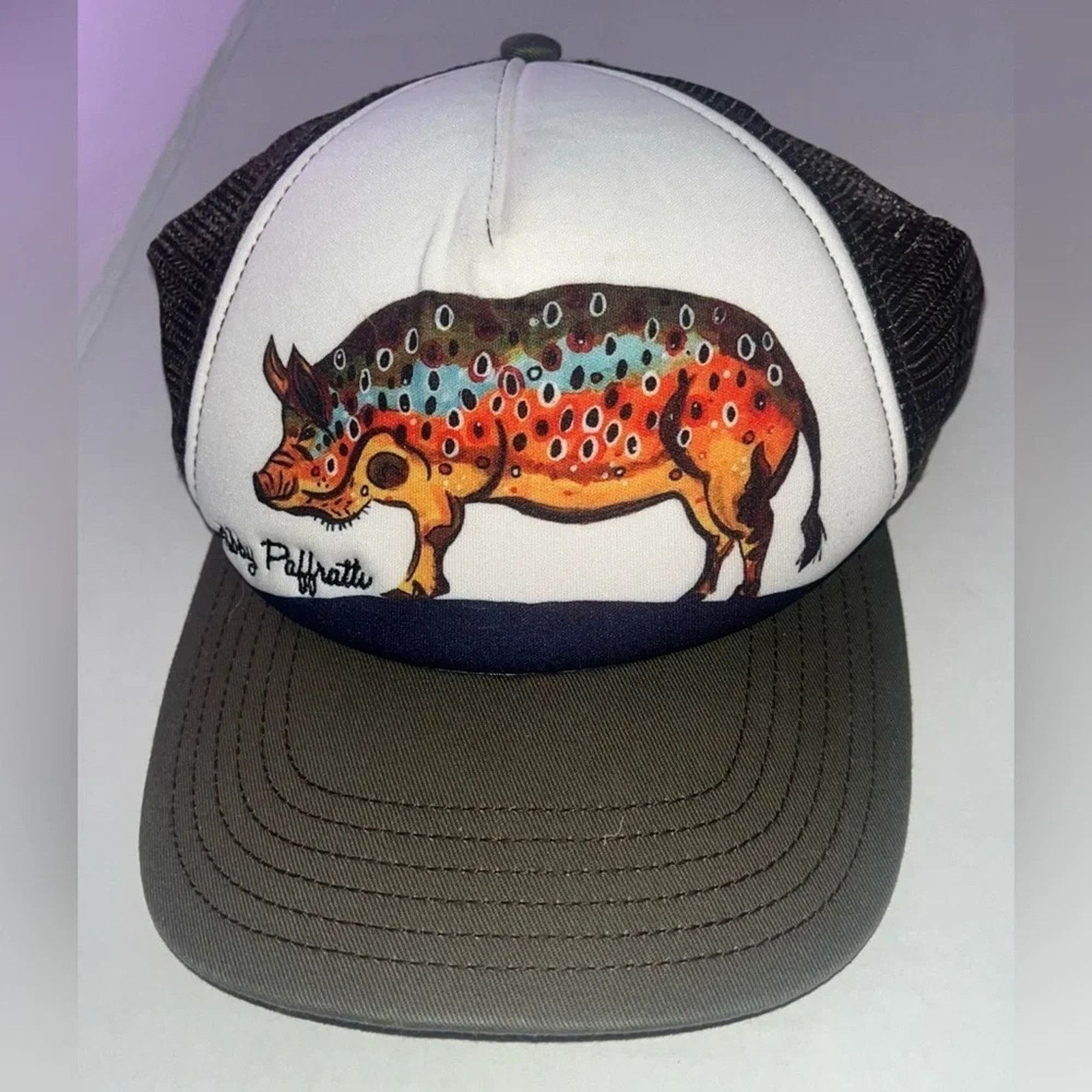 The Unbranded Brand Abby Paffrath Hog Brown trucker hat with an adjustable back. Size ONE SIZE - 1 Thumbnail