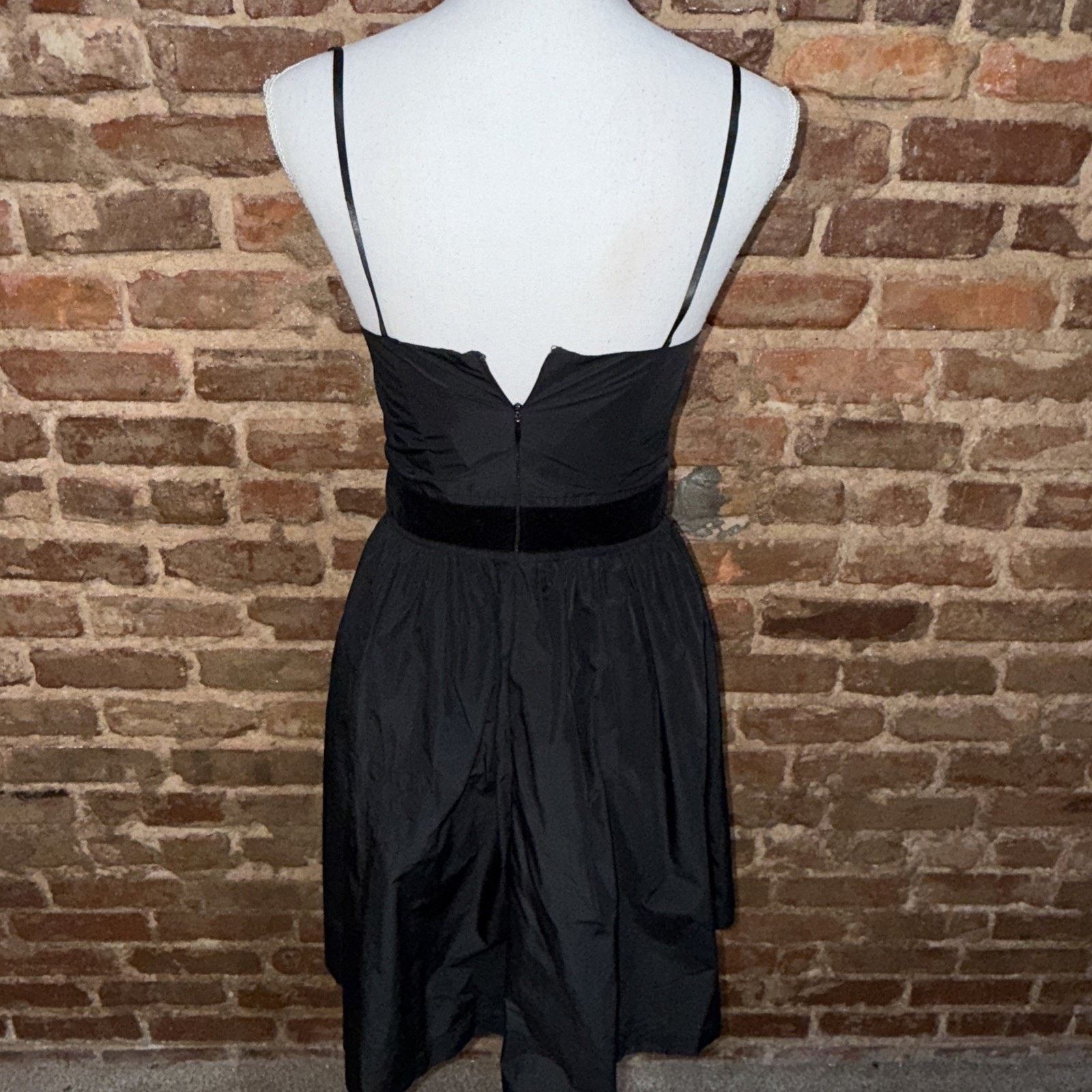 MAX&Co. Y2K Vibe Dress Sz 4 Black Taffeta Jewel Velvet Milkmaid Goth Size S / US 4 / IT 40 - 5 Thumbnail