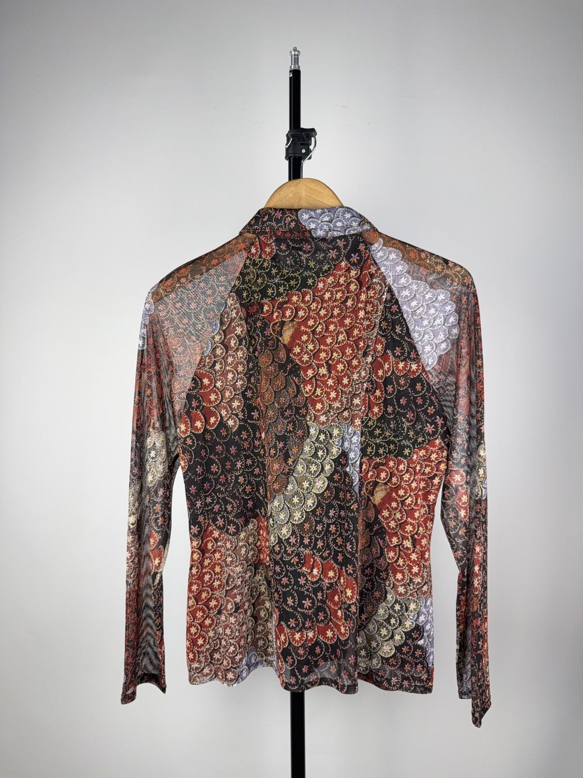 Desigual × Vintage Desigual Womens Mesh Shirt Blouse JPG Style Rare Y2K Size L / US 10 / IT 46 - 4 Thumbnail