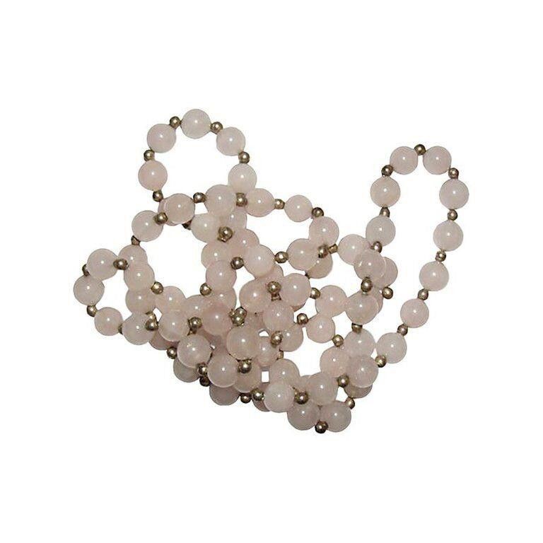 Handmade Rose Quartz Silver Plated Bead Necklace Size ONE SIZE - 4 Thumbnail