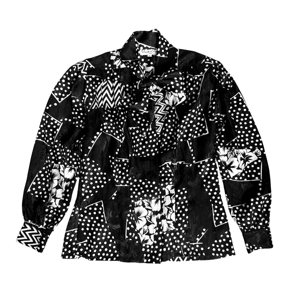 Oscar De La Renta Oscar De La Renta Expressions Black White Blouse | Size 8 Size M / US 6-8 / IT 42-44 - 6 Thumbnail