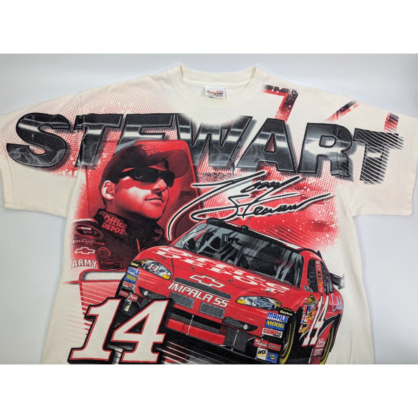 Chase Authentics Tony Stewart #14 Nascar Stewart Haas Racing T-Shirt XL AOP Double Sided Mens White 90s Vintage Best Sellers Size US XL / EU 56 / 4 - 2 Thumbnail
