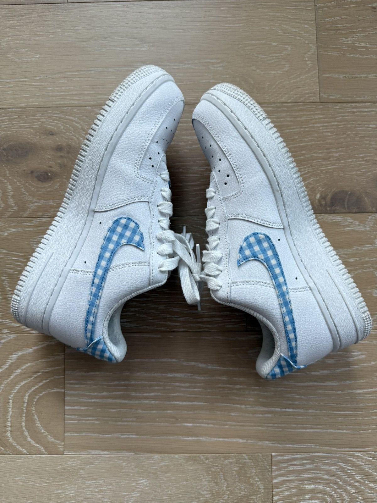 Nike Rare Nike Air Force 1 Low 07 Essential Blue White Gingham Size US 8.5 / IT 38.5 - 2 Thumbnail