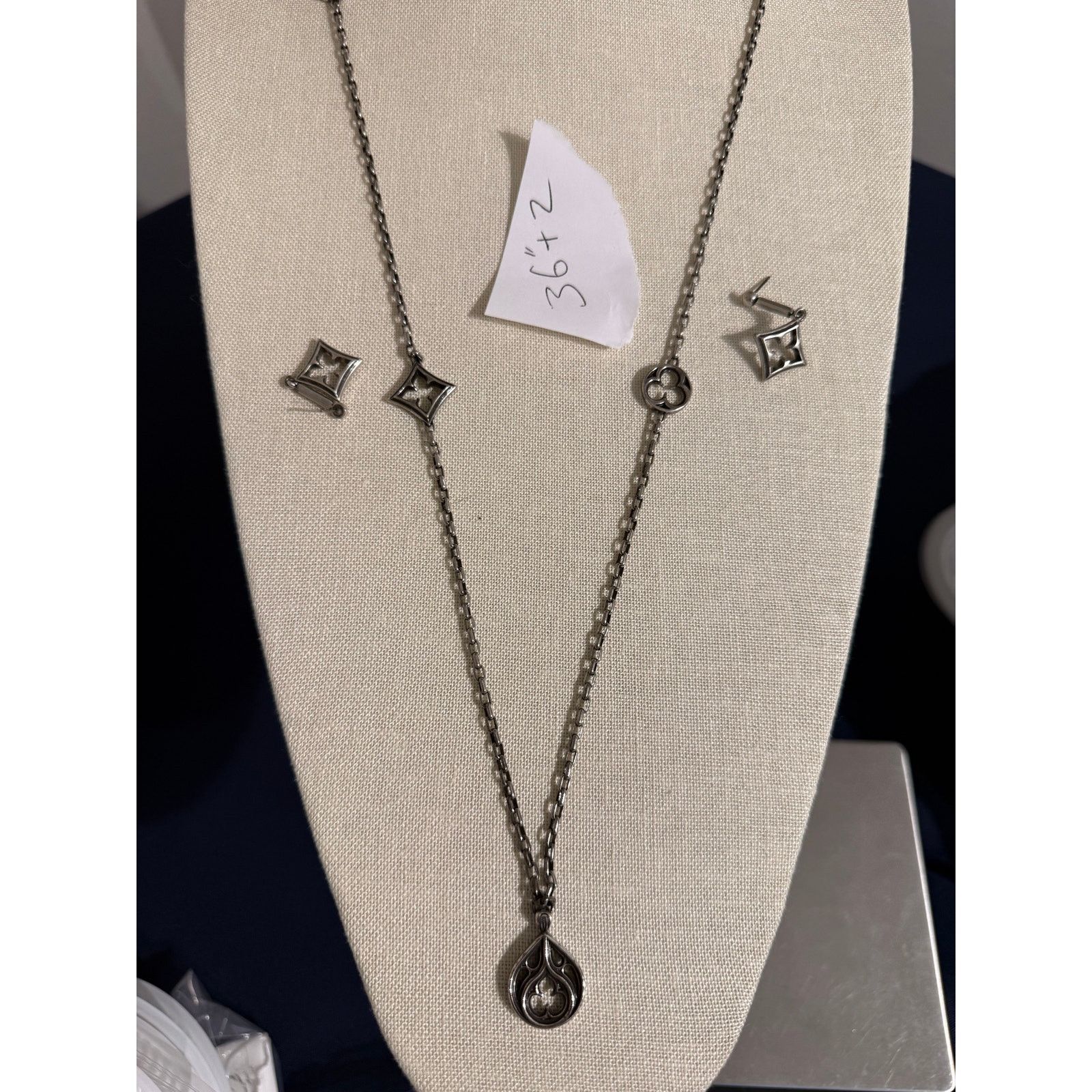 Brighton Vintage Brighton Necklace & Earrings Set Silver Tone 36” Size ONE SIZE - 1 Thumbnail