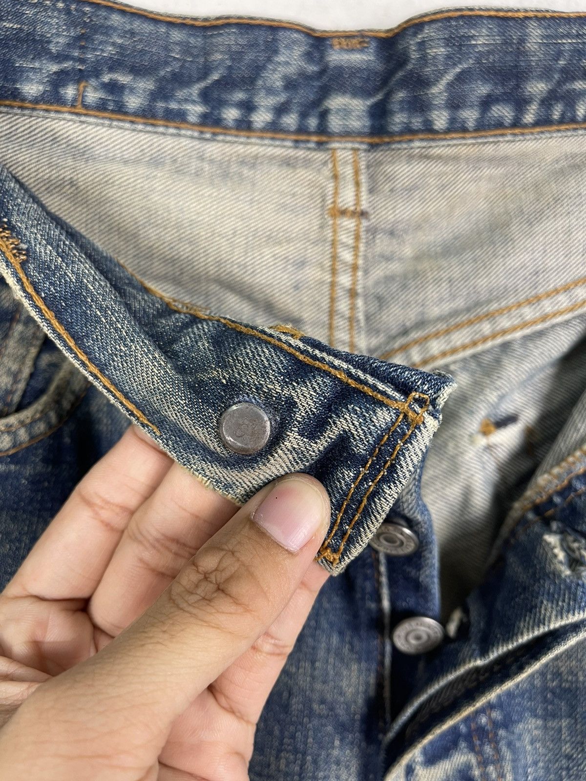 Levi's 80s Levis Selvedge Ripped Denim Jean Buttonfly Snap Button 6 Size US 29 - 11 Thumbnail