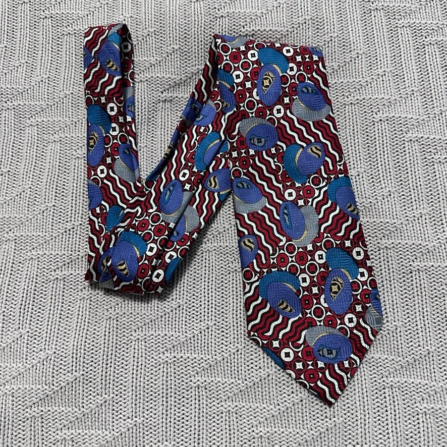 Oleg Cassini Vintage Oleg Cassini red and blue abstract Italian silk tie Size ONE SIZE - 1 Thumbnail