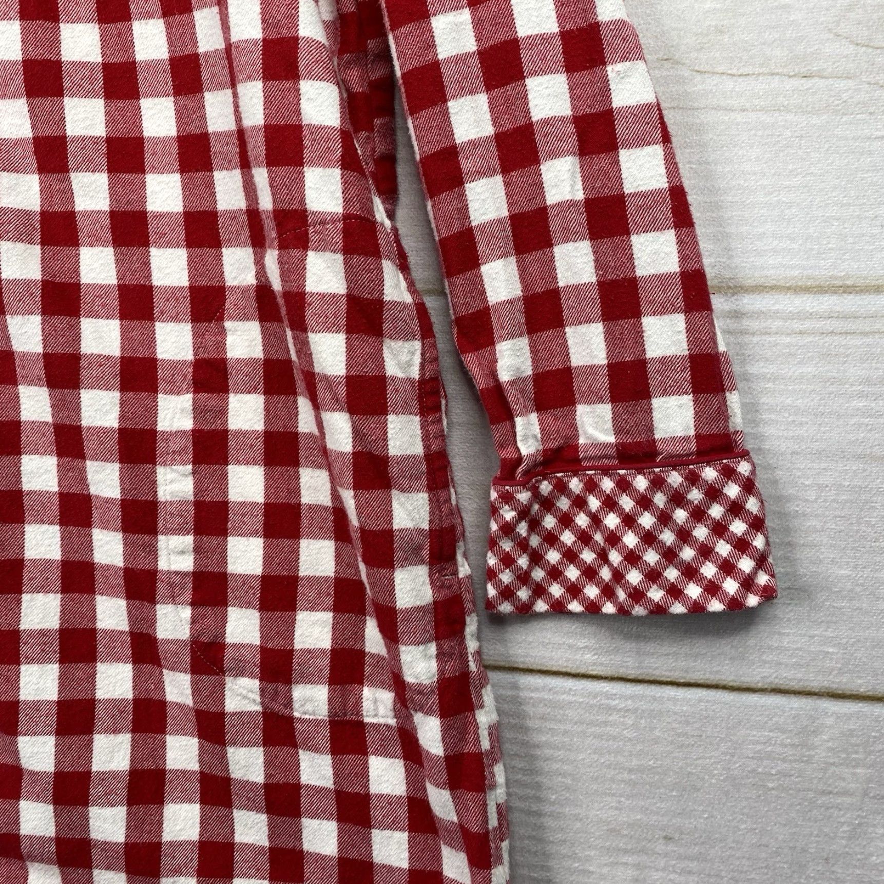 Lands' End Lands' End Nightgown Womens M Plaid Flannel Button Up Long Sleeve 100% Cotton Red Sleepwear Shirt Womens M Size M / US 6-8 / IT 42-44 - 2 Thumbnail