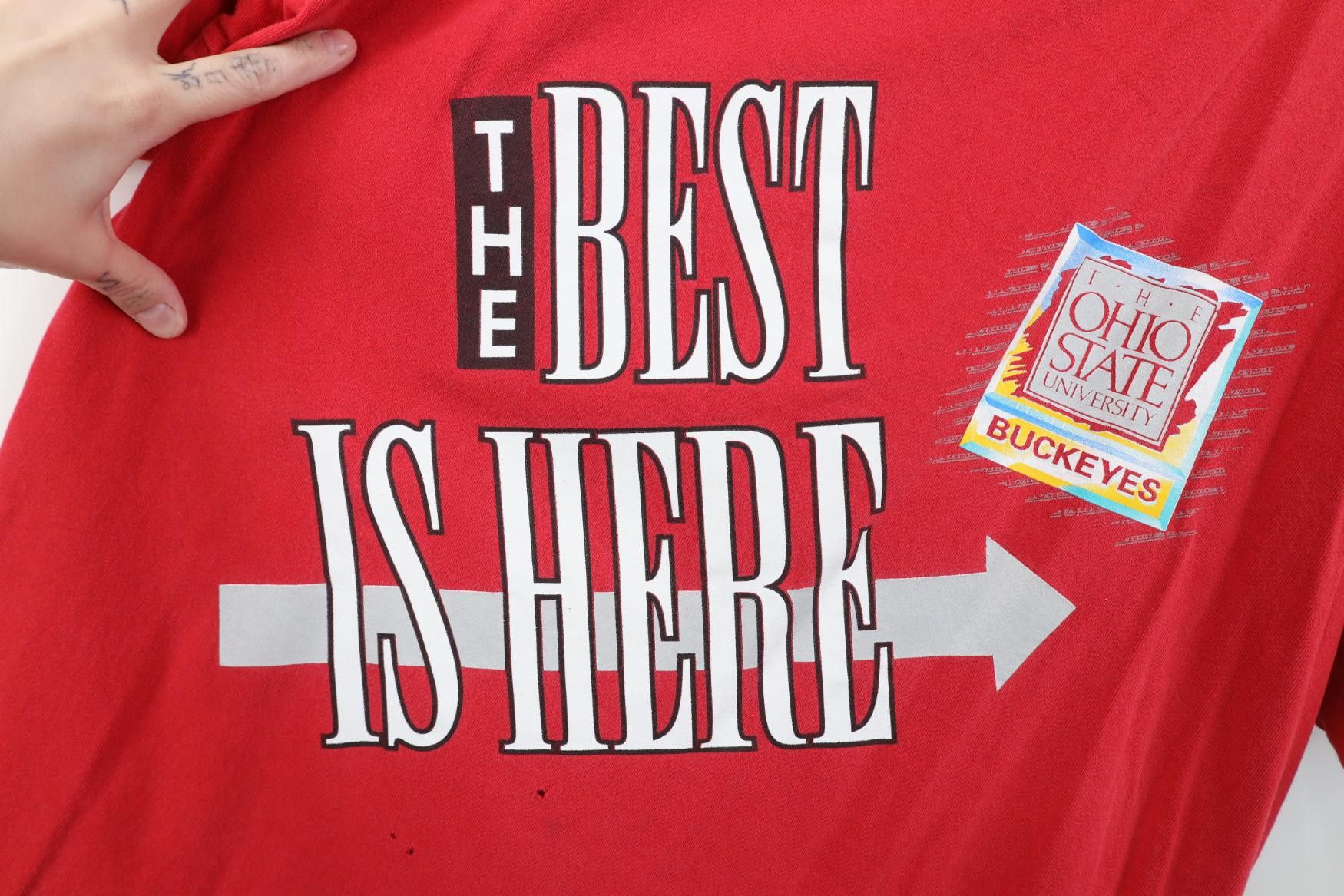 Vintage Vintage 90s Spell The Ohio State University T-Shirt Red USA Size US XL / EU 56 / 4 - 4 Thumbnail