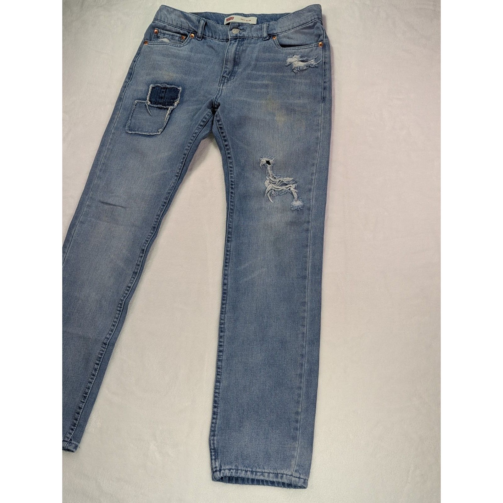 Levi's 511 Slim Sz 20 Reg W30 L30 Light Wash Distressed Boro Style Size 30" / US 8 / IT 44 - 4 Thumbnail