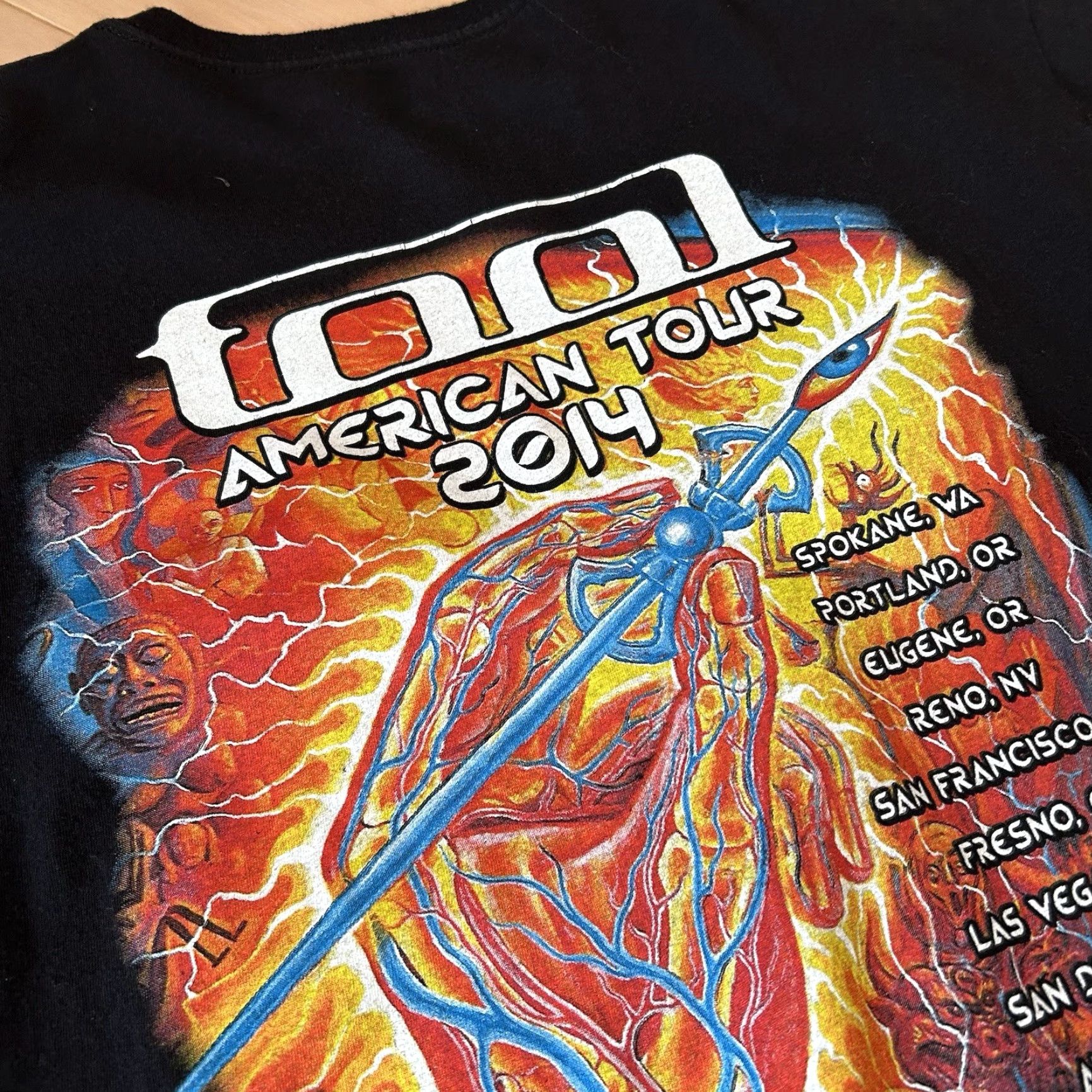 Hanes VINTAGE TOOL American Tour 2014 Tee Black T-Shirt Short Sleeve Men’s Large Size US L / EU 52-54 / 3 - 4 Thumbnail