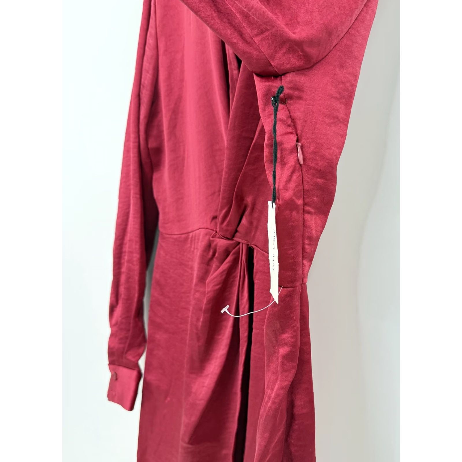 Vintage Mila Mae Dress Shirt Dress Wine Red Long Sleeve Maxi Knot Front Sz M Adults Womens Size M / US 6-8 / IT 42-44 - 6 Thumbnail
