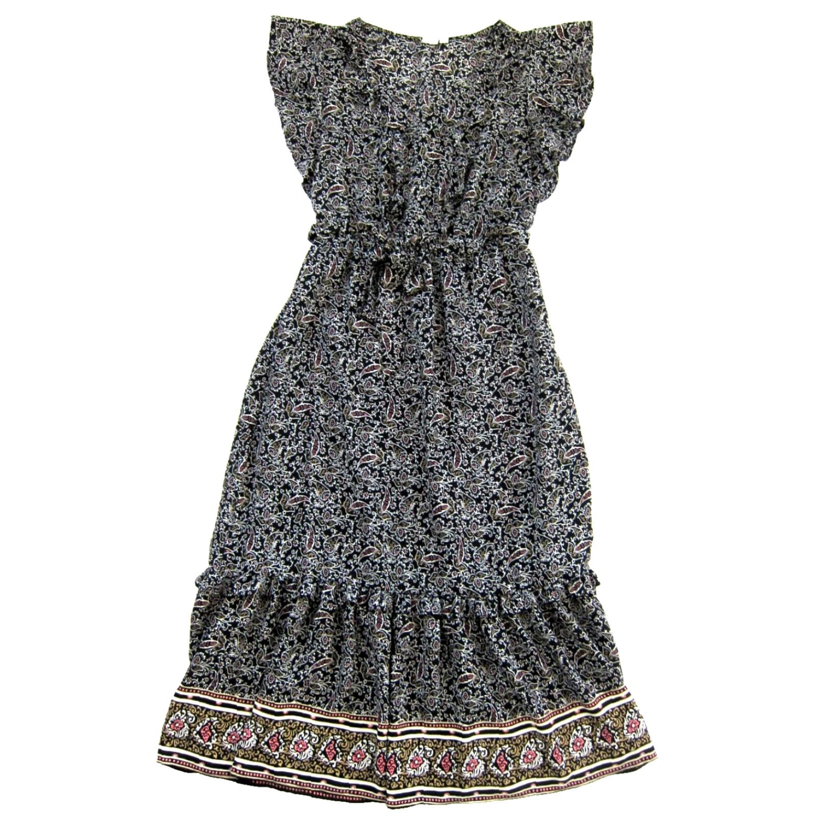 Gap GAP Black Pink Brown Floral Ruffle Cap Sleeve V-Neck Long Maxi Dress XS Size XS / US 0-2 / IT 36-38 - 2 Thumbnail