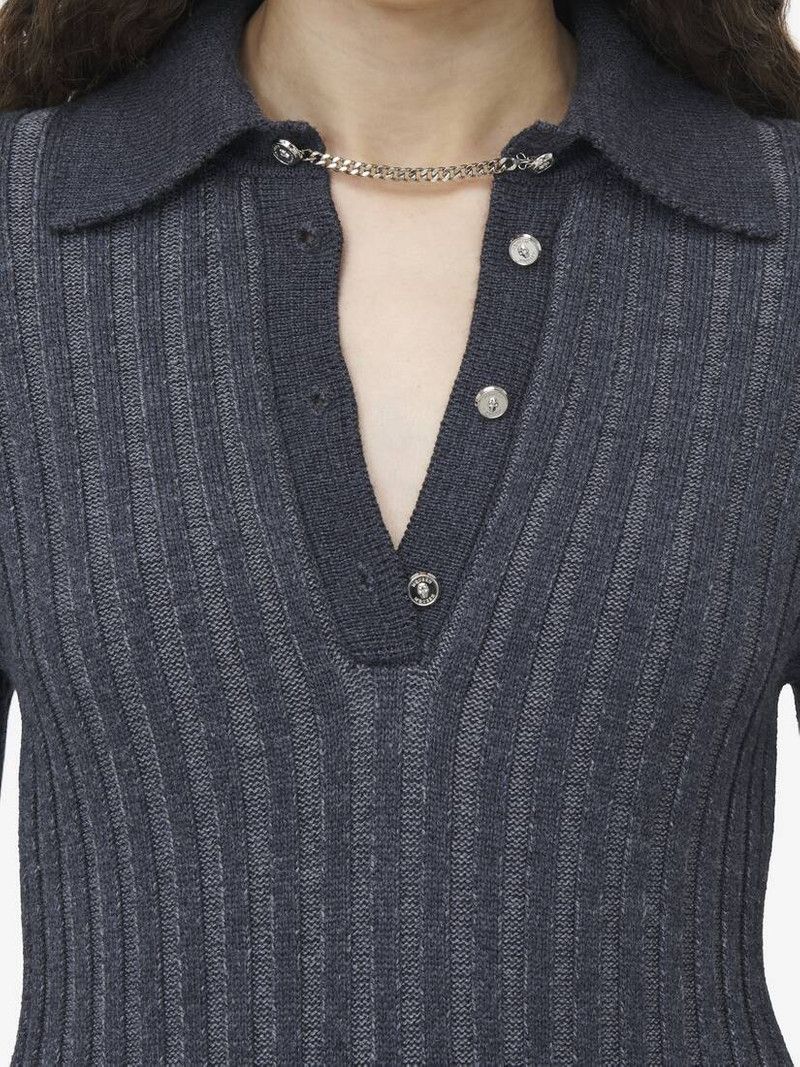 Alexander McQueen o1srvl11e0226 Rib Knit Mini Dress In Dark Grey Size S / US 4 / IT 40 - 5 Thumbnail