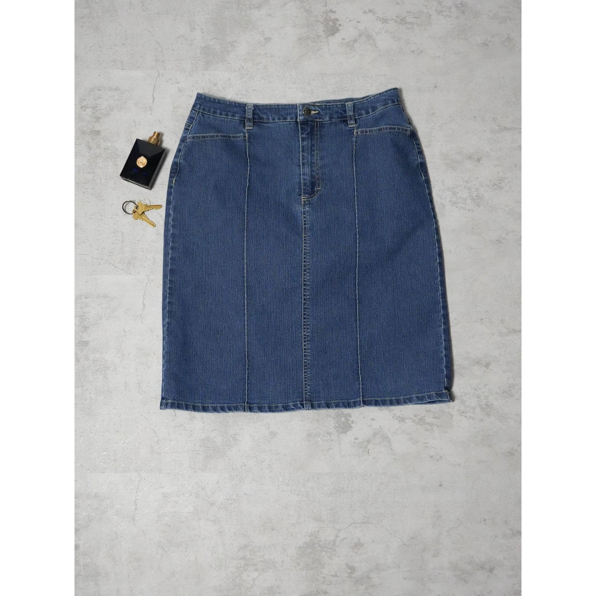 Gloria Vanderbilt Y2k Gloria Vanderbilt Dark Wash Denim Skirt Size 32" / US 10 / IT 46 - 3 Thumbnail
