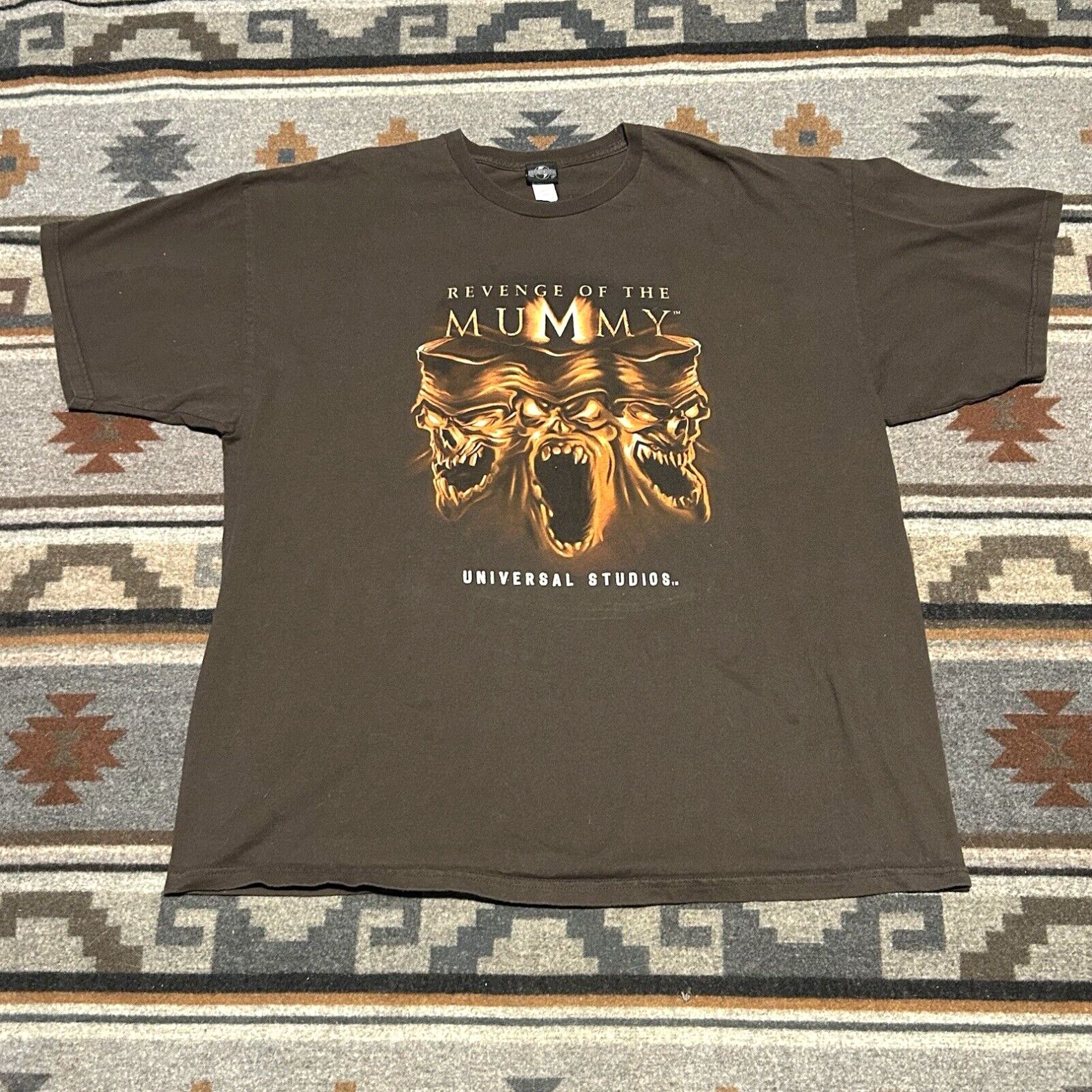 image of Vintage Revenge Of The Mummy Universal Studios Movie T-Shirt 2Xl Ride Brown Y2K in White, Men's