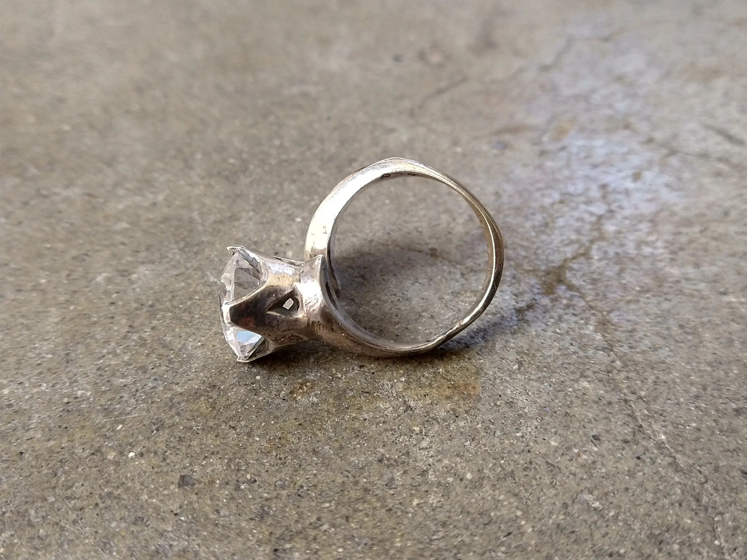 Sterling Silver Vintage Sterling Silver Ring Size 8 Modern Clear CZ Size ONE SIZE - 7 Thumbnail