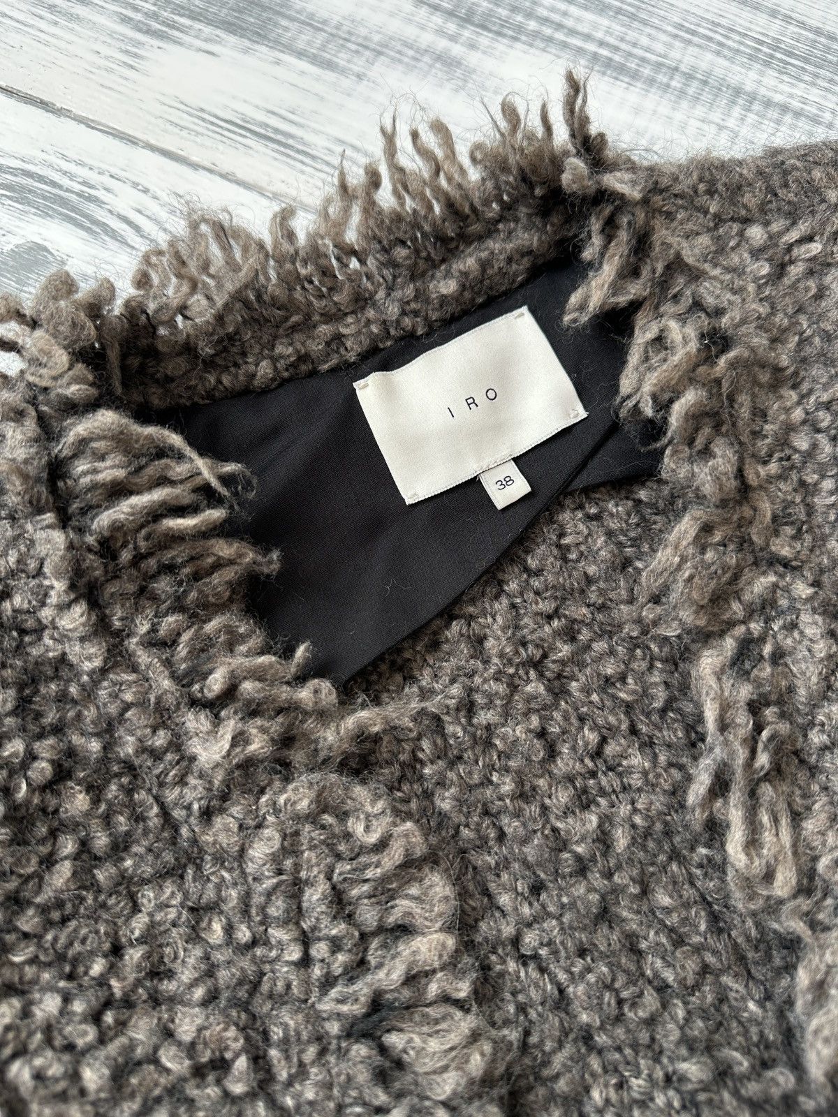 Iro IRO Coffey Jacket Mohair Fringe Trim Shaggy Open Front Boho Size S / US 4 / IT 40 - 7 Thumbnail
