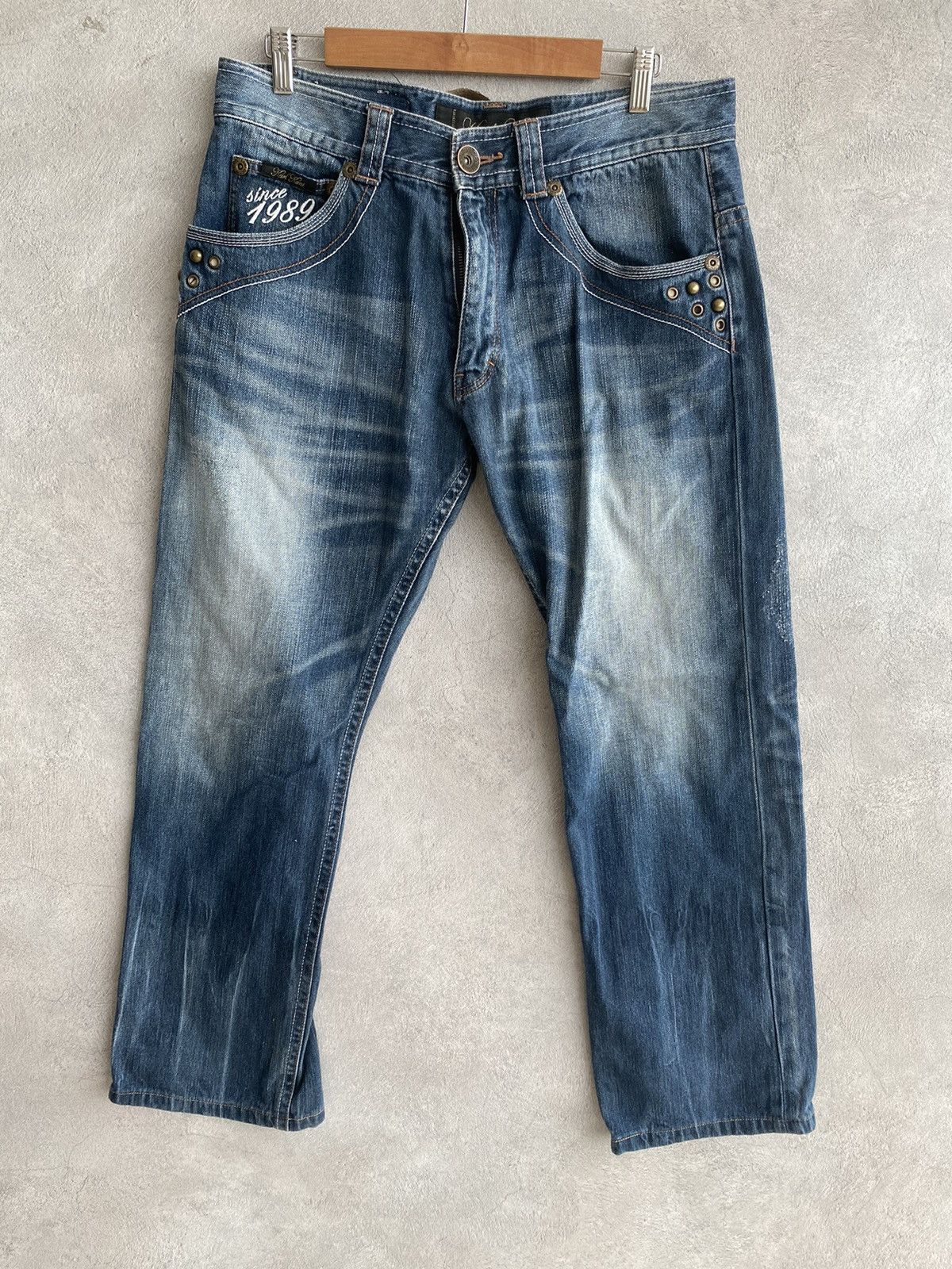 Karl Kani × Vintage Vintage Karl Kani King of Black Studded Baggy Jeans Size US 34 / EU 50 - 1 Thumbnail