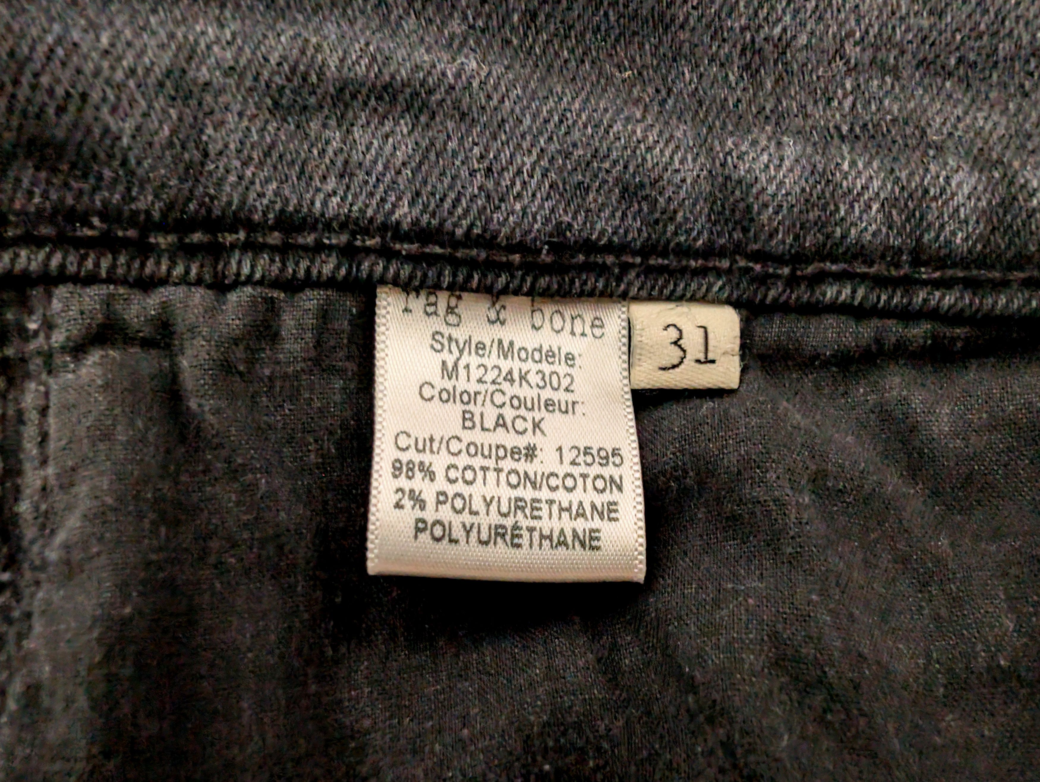 Rag & Bone Rag & Bone Men's Skinny Jeans in Black, size 31 Size US 31 - 5 Thumbnail