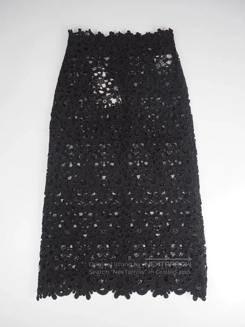 Valentino Valentino Black Lace Cut-Out Midi Skirt Size 39" - 1 Thumbnail