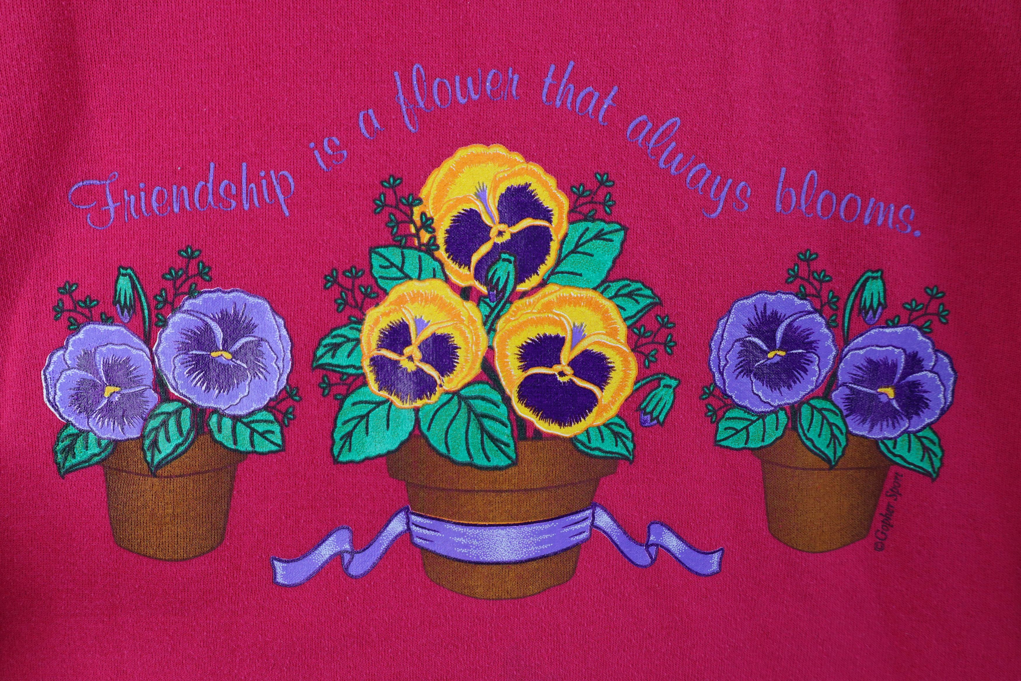 Vintage Vintage 90s Streetwear Friendship Flower Collared Sweatshirt Size M / US 6-8 / IT 42-44 - 4 Thumbnail