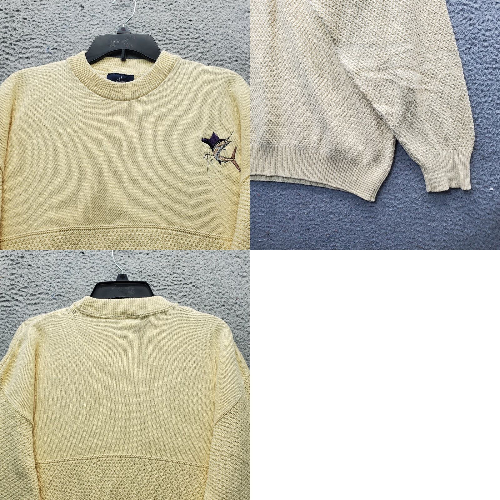 Guy Harvey VINTAGE Guy Harvey Sweater Mens L Yellow Chunky Knit Embroidered Marlin Fish Shirt Size US L / EU 52-54 / 3 - 8 Thumbnail