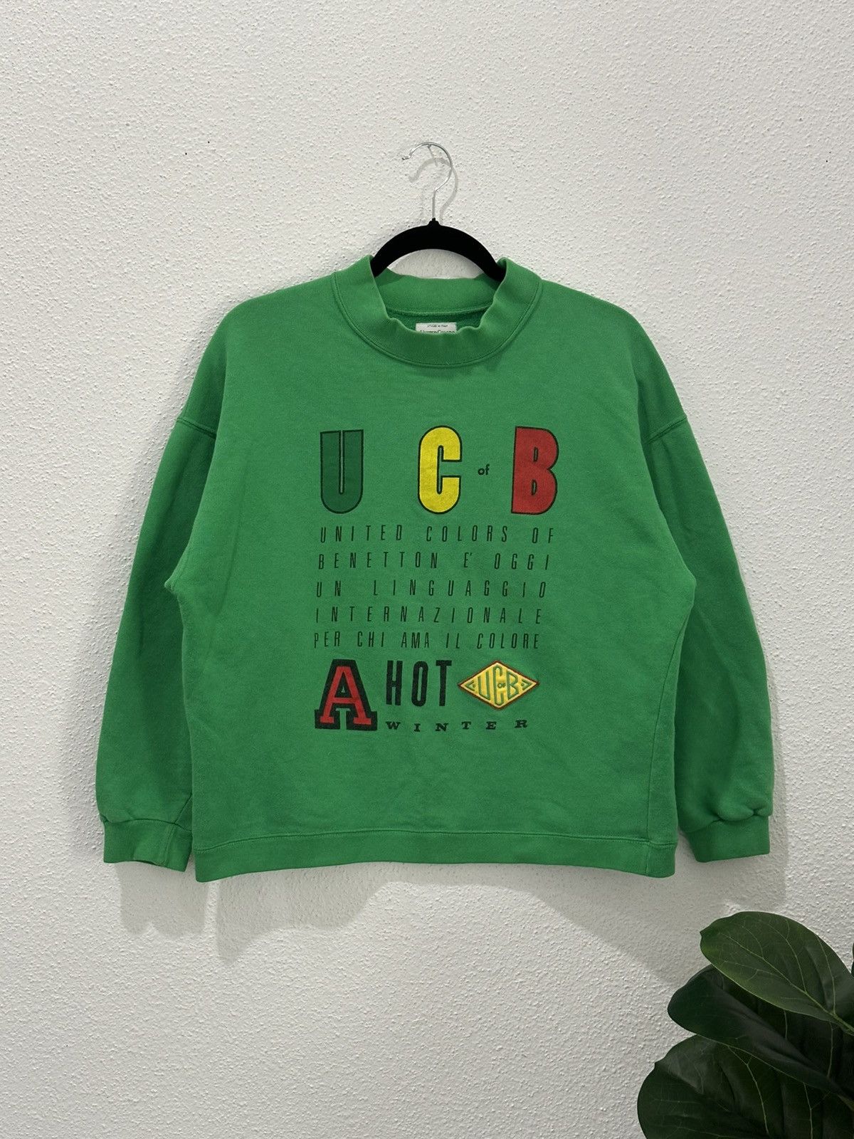 United Colors Of Benetton VTG 90s United Colors of Benetton Green Mock Neck Pullover M Size M / US 6-8 / IT 42-44 - 1 Thumbnail