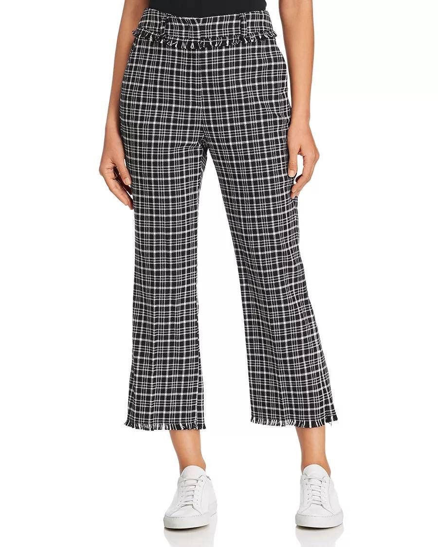 Weekend Max Mara Max Mara Weekend Check Pants Frayed Hem Cropped Trousers E38 Size 28" / US 6 / IT 42 - 1 Thumbnail