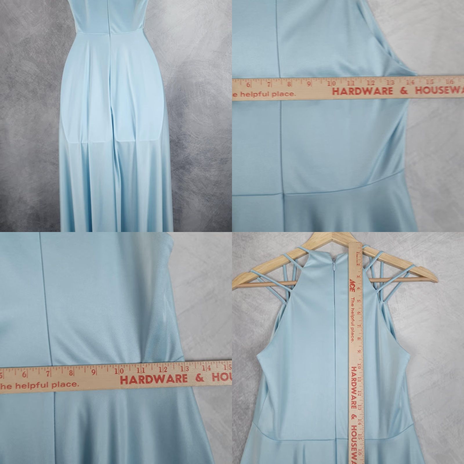 Vintage VINTAGE Satin Maxi Dress Womens 8 Blue Halter Strappy Romantic Whimsy Fairy 70s Size M / US 6-8 / IT 42-44 - 9 Thumbnail