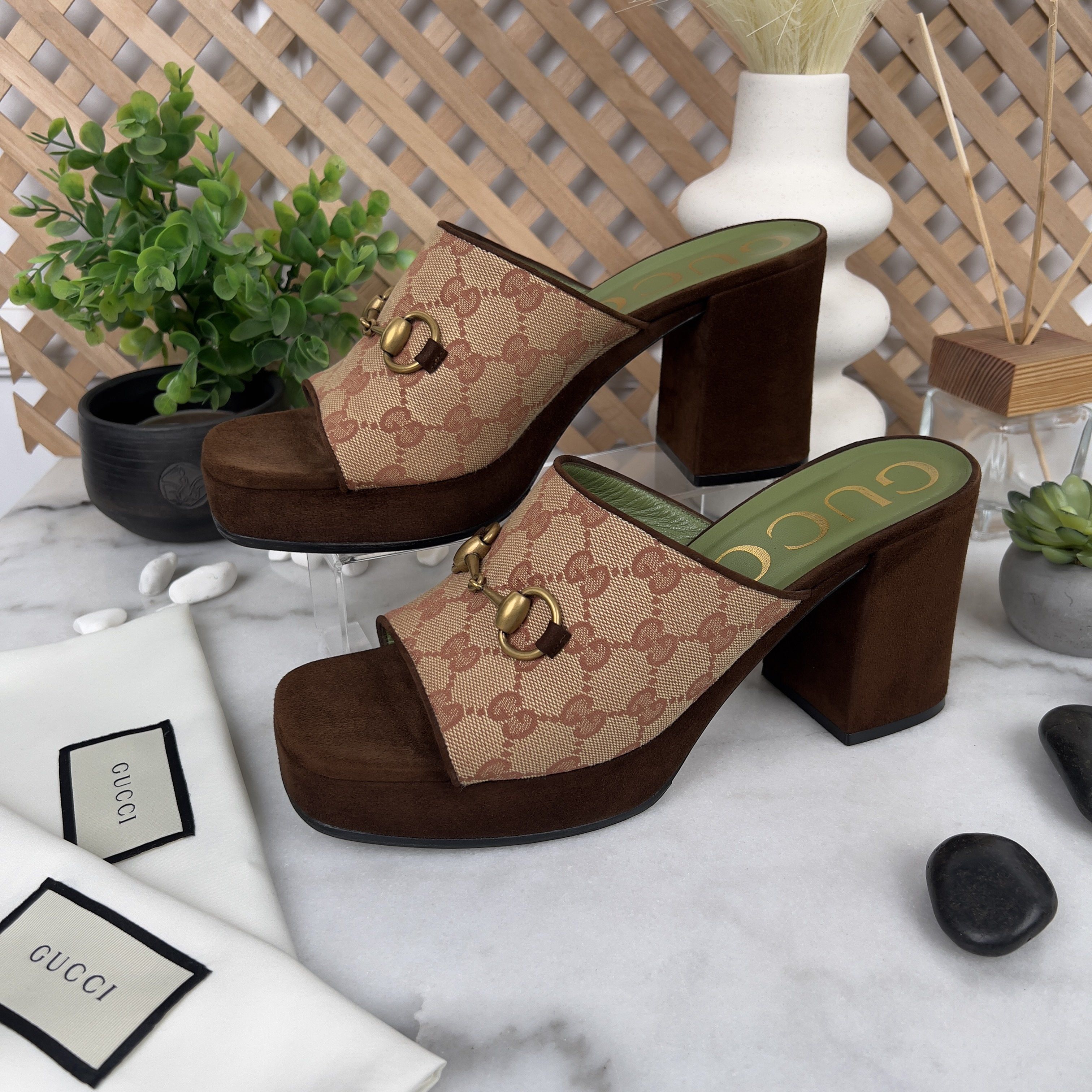 Gucci GUCCI GG Monogram Horsebit Houdan Platform Block Sandal Mule Size US 10 / IT 40 - 2 Thumbnail