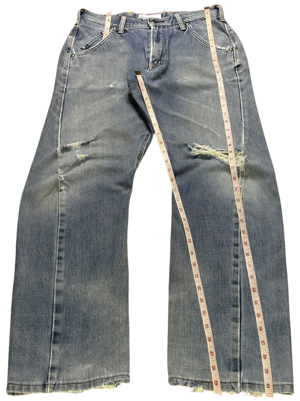 Edwin × Japanese Brand Vintage Edwin E Function Spiral Faded Wash Rip Loose Jean Size US 29 - 13 Thumbnail