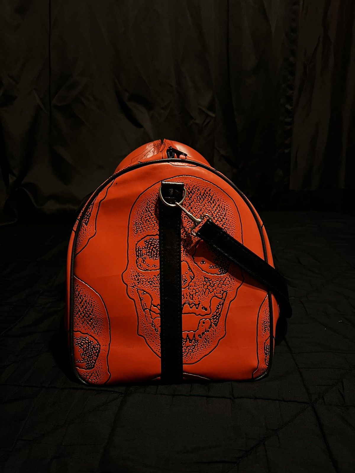 Other Orange/Black Skull Leather Duffel Bag Size ONE SIZE - 2 Thumbnail